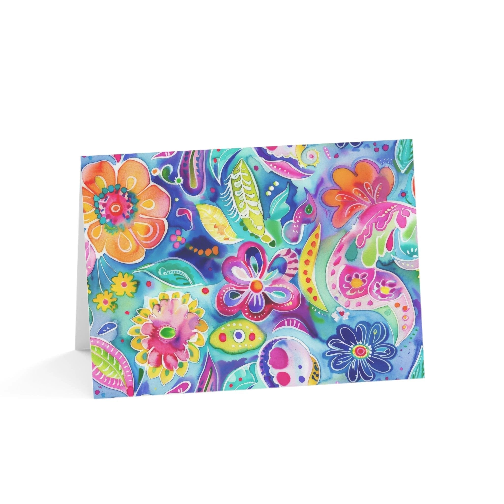 Bespattered Facade Colorful Flowers Greeting Cards | Sets of 1, 10, 30, or 50 by Bespattered Facade