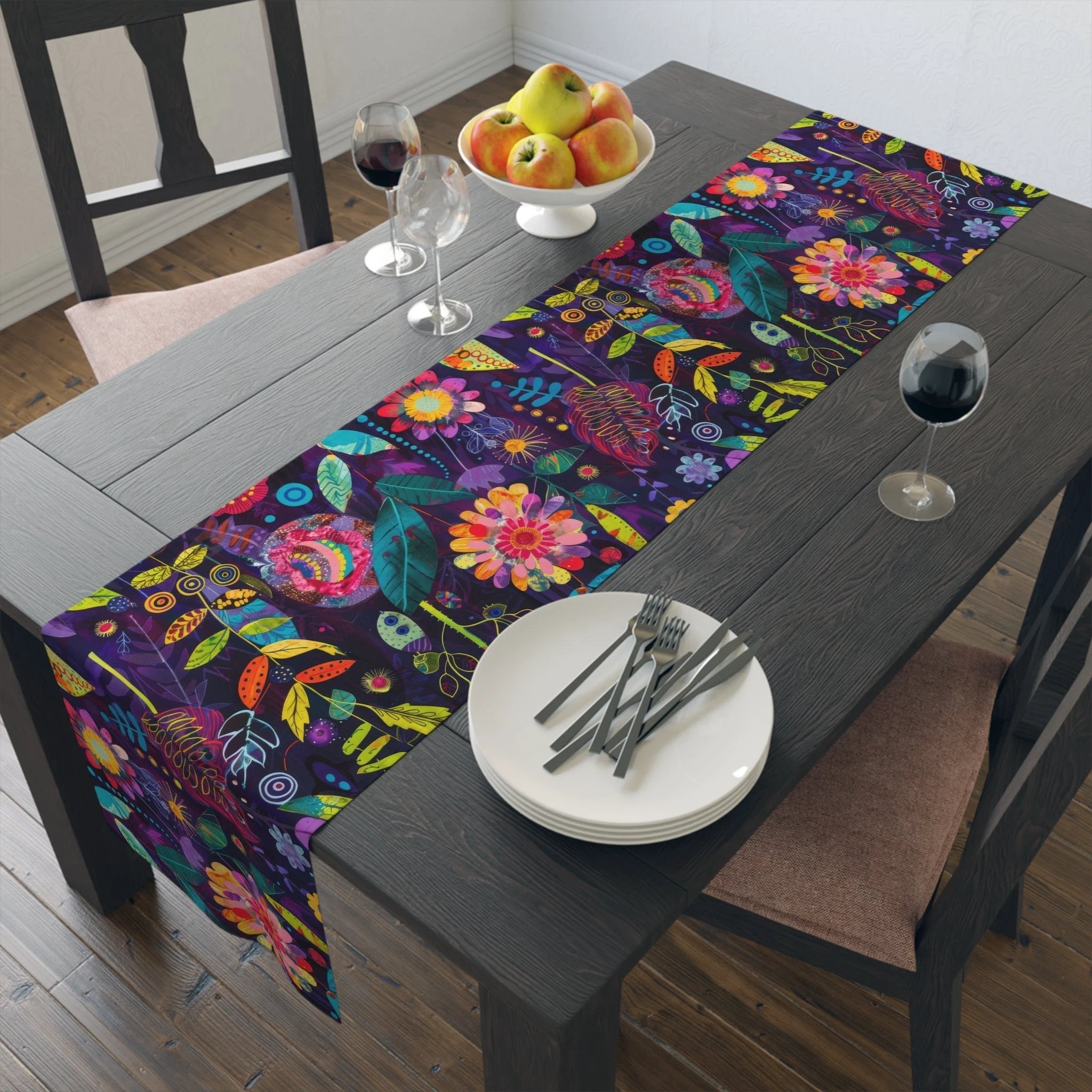 Bespattered Facade Colorful Flowers Table Runner (2 sizes) by Bespattered Facade