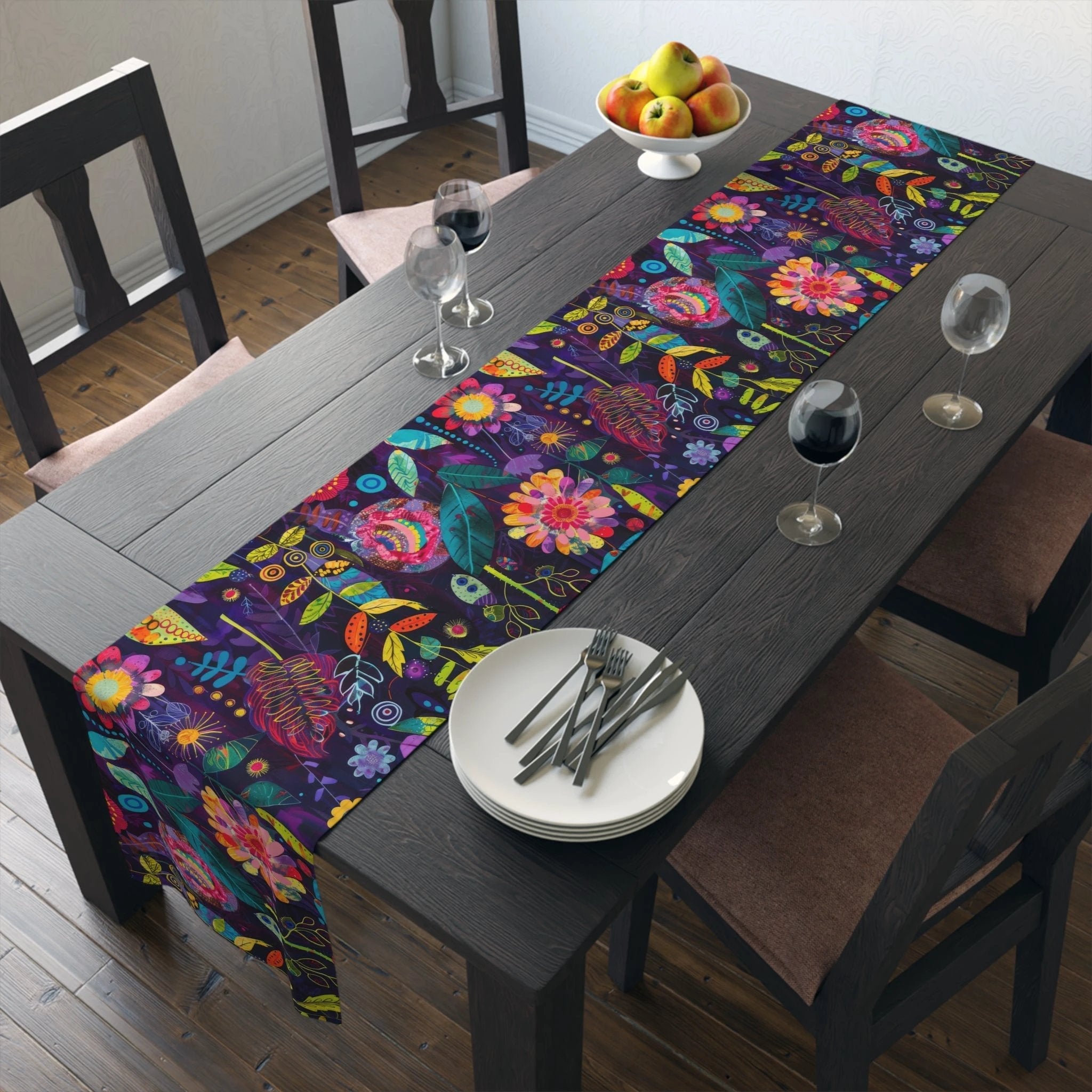 Bespattered Facade Colorful Flowers Table Runner (2 sizes) by Bespattered Facade