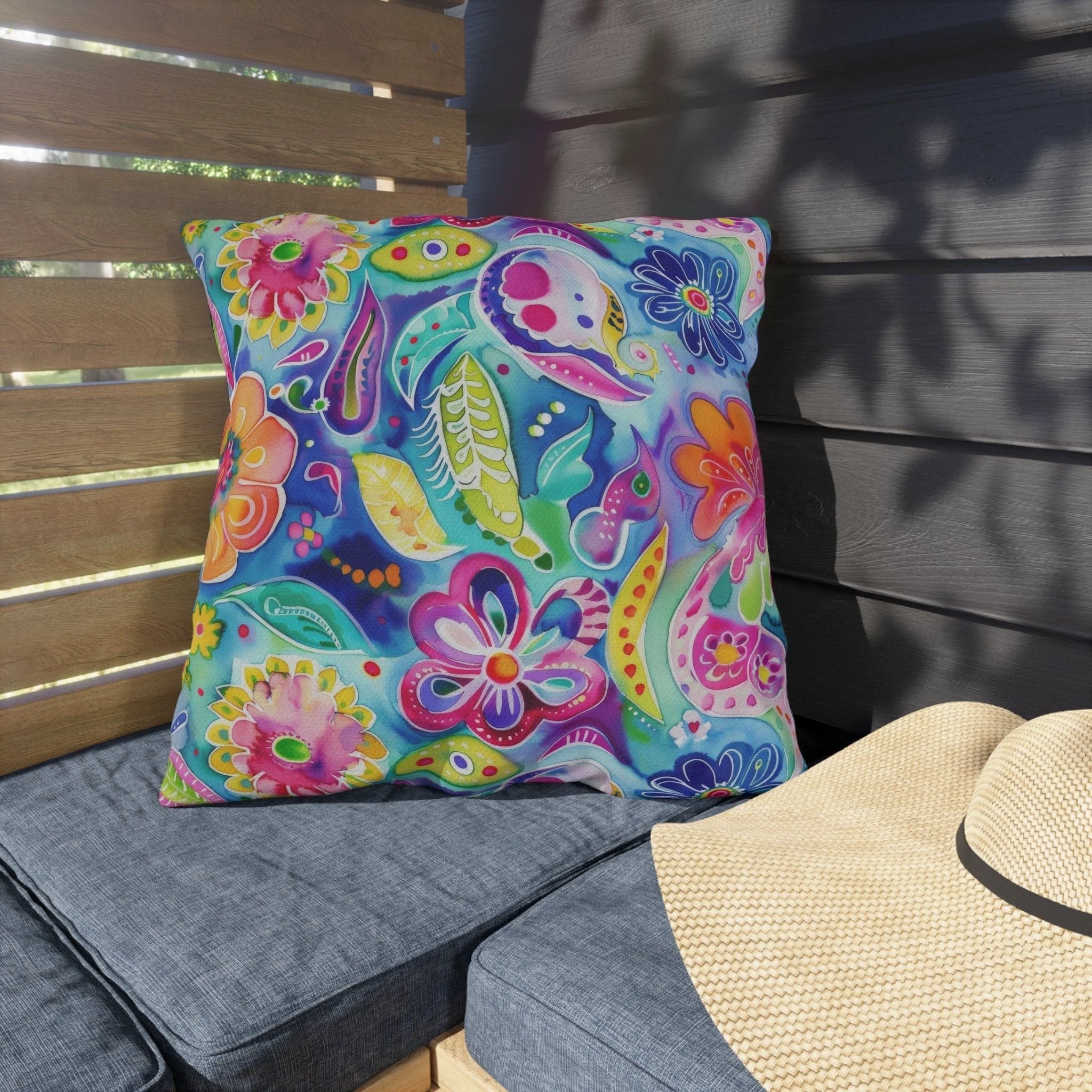 Bespattered Facade Colorful Flowers UV-Resistant Outdoor Pillows | 4 Sizes by Bespattered Facade
