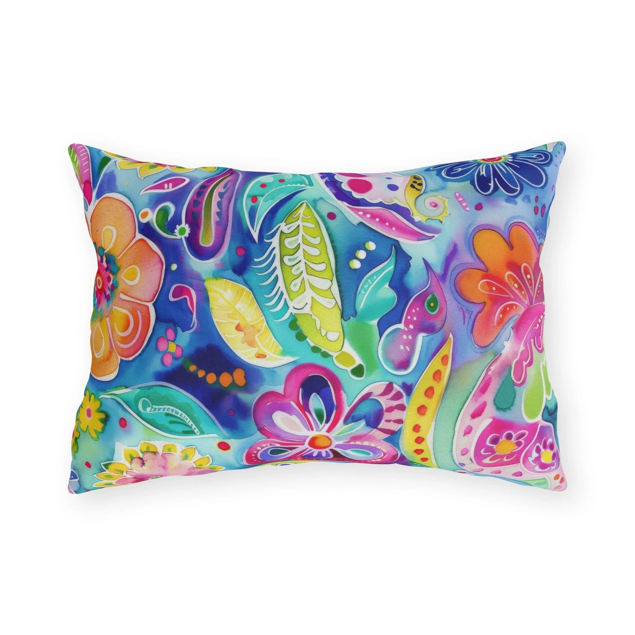 Bespattered Facade Colorful Flowers UV-Resistant Outdoor Pillows | 4 Sizes by Bespattered Facade
