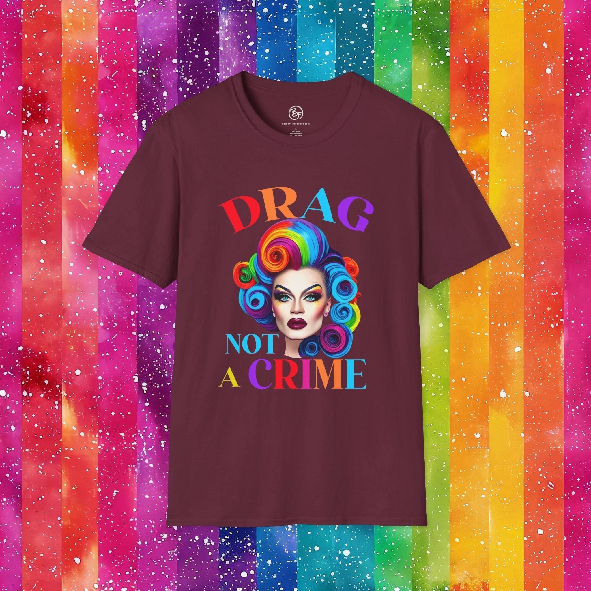Bespattered Facade Drag: Not a Crime Unisex Softstyle T-Shirt by Bespattered Facade