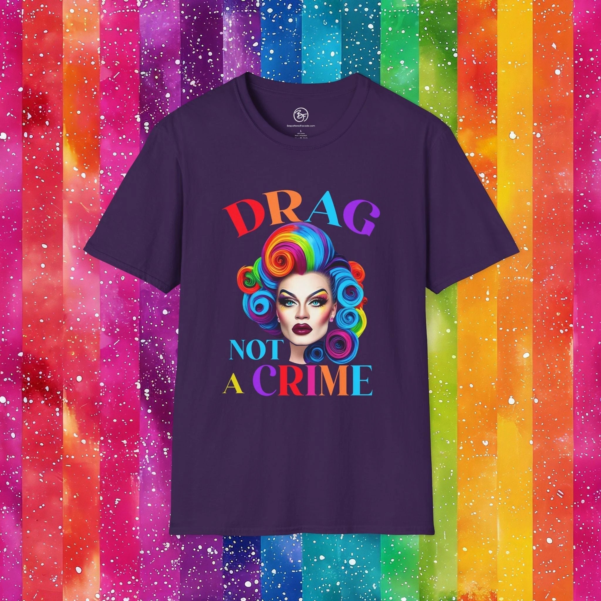Bespattered Facade Drag: Not a Crime Unisex Softstyle T-Shirt by Bespattered Facade