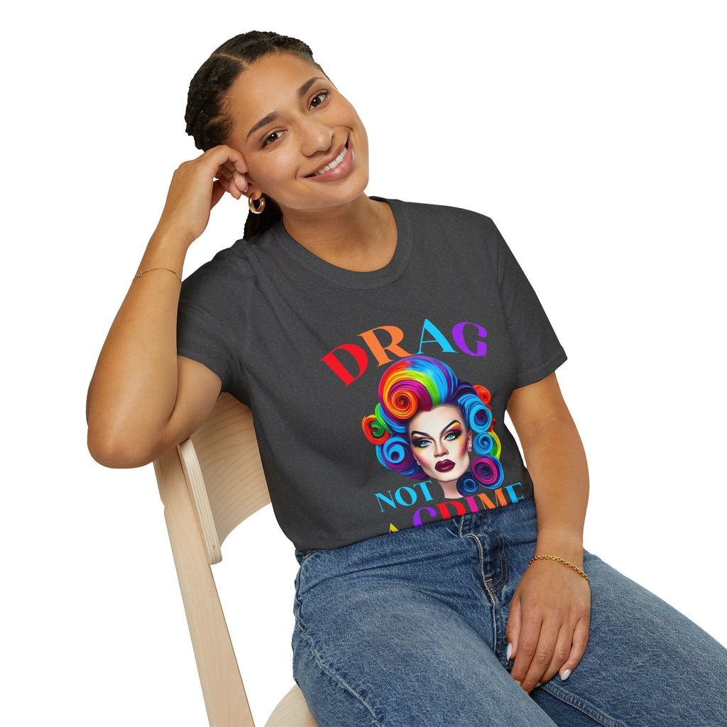 Bespattered Facade Drag: Not a Crime Unisex Softstyle T-Shirt by Bespattered Facade