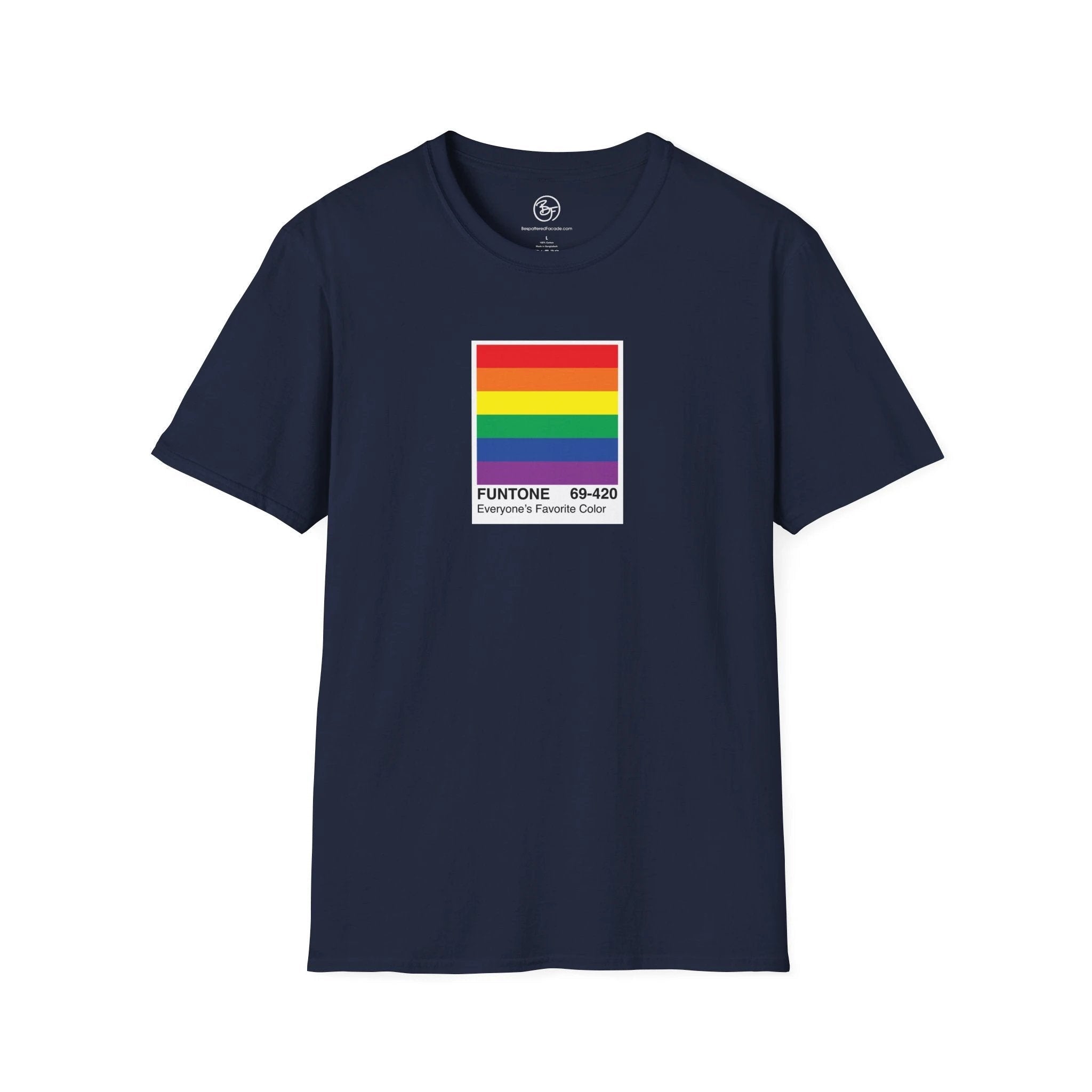 Bespattered Facade Everyone's Favorite Color Rainbow "Funtone" Chip Unisex Softstyle T-Shirt by Bespattered Facade