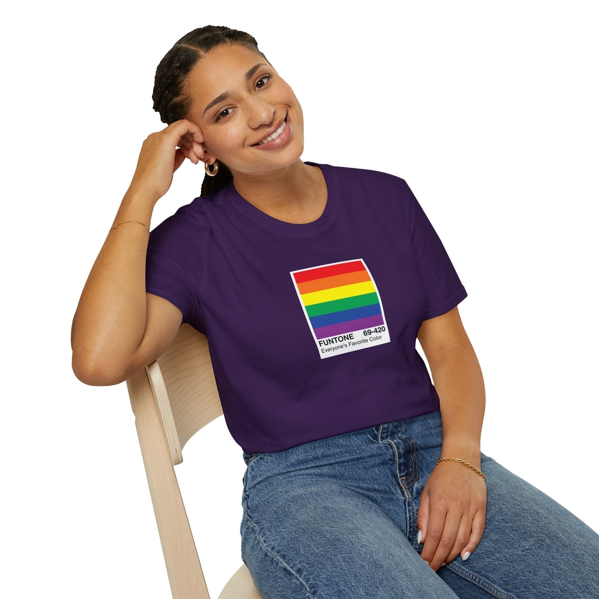 Bespattered Facade Everyone's Favorite Color Rainbow "Funtone" Chip Unisex Softstyle T-Shirt by Bespattered Facade