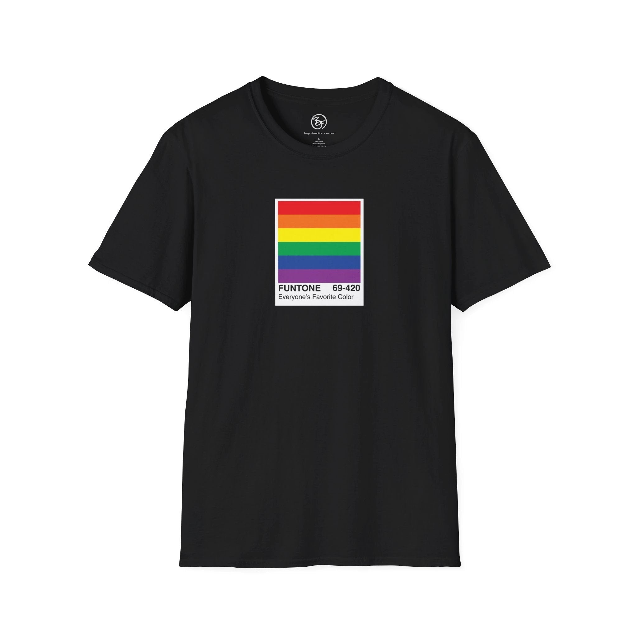 Bespattered Facade Everyone's Favorite Color Rainbow "Funtone" Chip Unisex Softstyle T-Shirt by Bespattered Facade