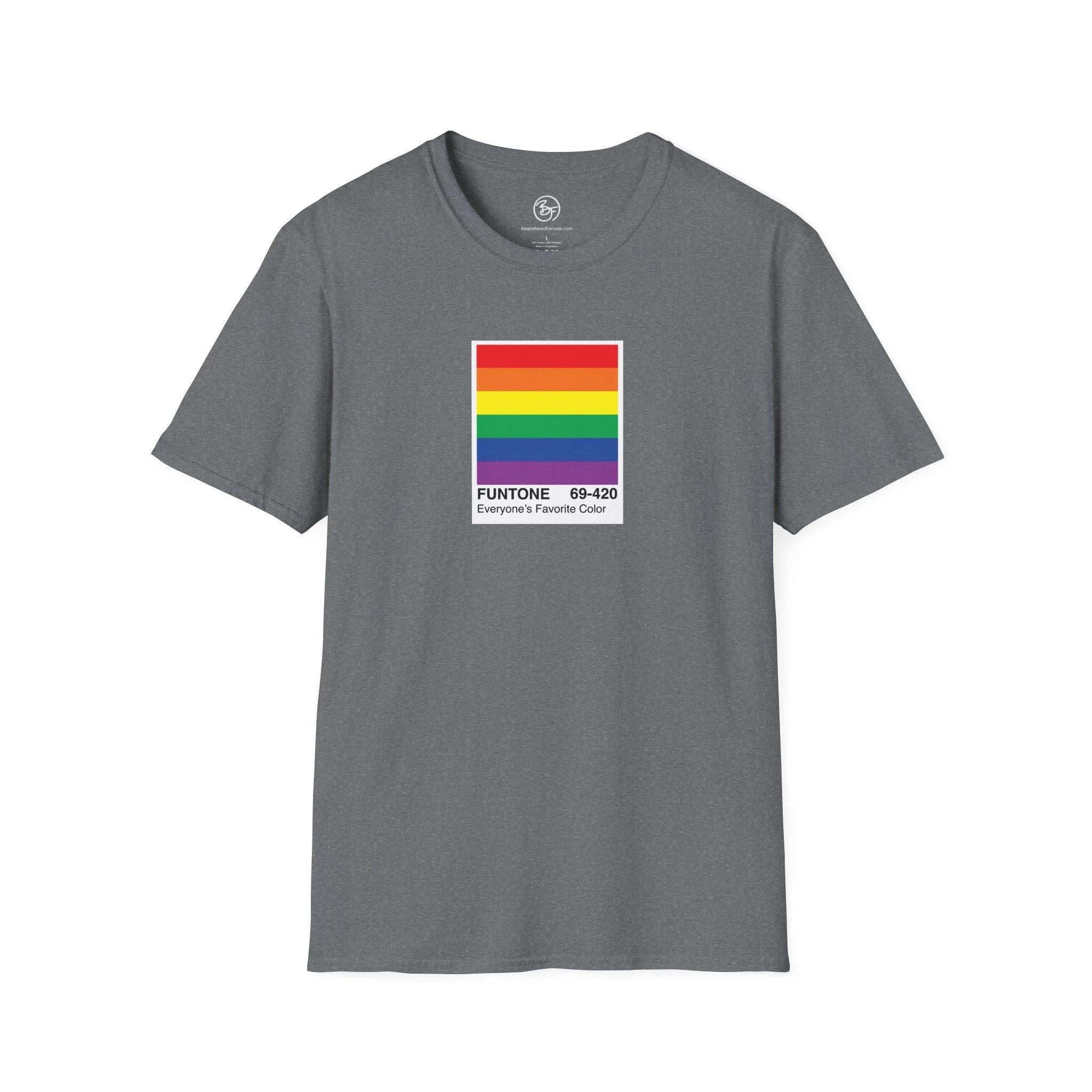Bespattered Facade Everyone's Favorite Color Rainbow "Funtone" Chip Unisex Softstyle T-Shirt by Bespattered Facade