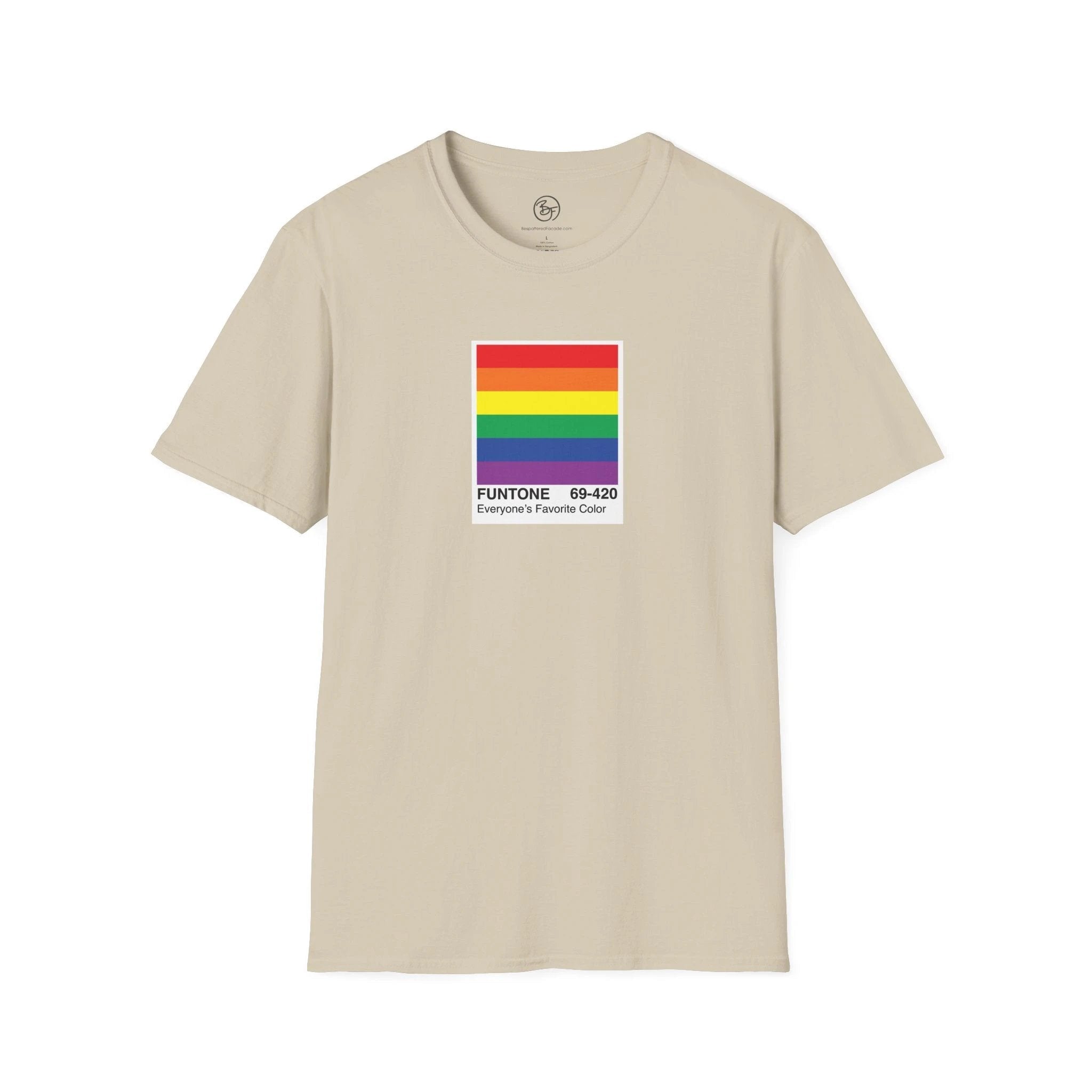 Bespattered Facade Everyone's Favorite Color Rainbow "Funtone" Chip Unisex Softstyle T-Shirt by Bespattered Facade