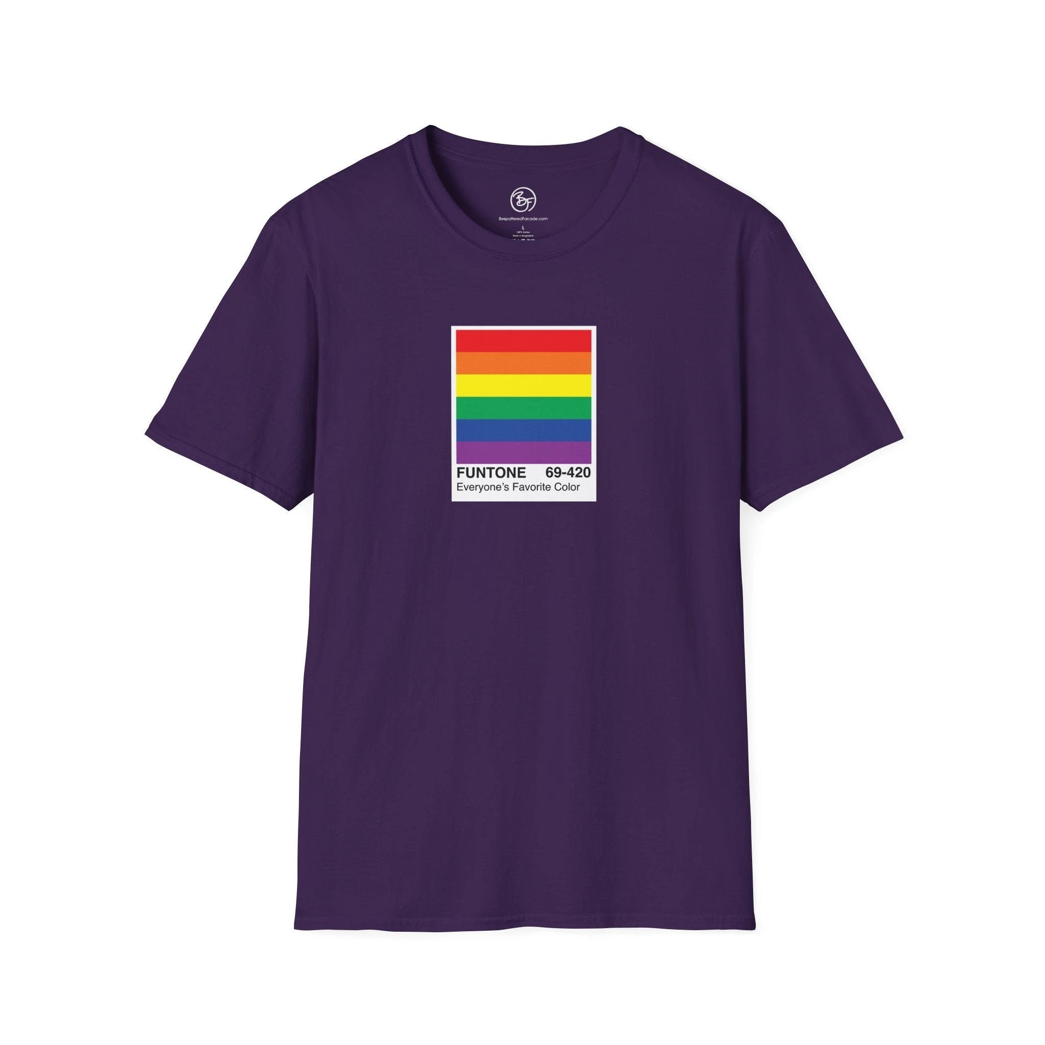 Bespattered Facade Everyone's Favorite Color Rainbow "Funtone" Chip Unisex Softstyle T-Shirt by Bespattered Facade