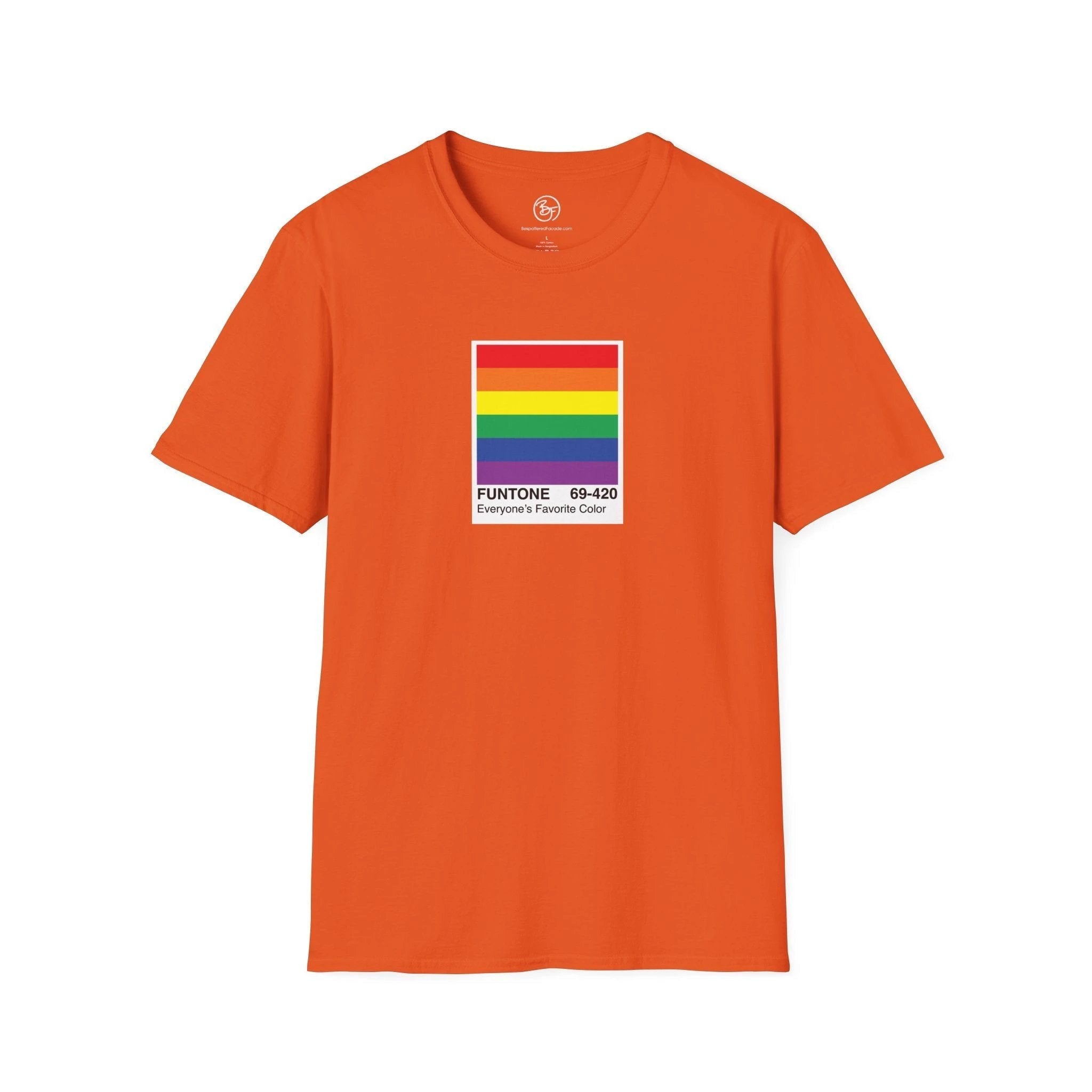 Bespattered Facade Everyone's Favorite Color Rainbow "Funtone" Chip Unisex Softstyle T-Shirt by Bespattered Facade