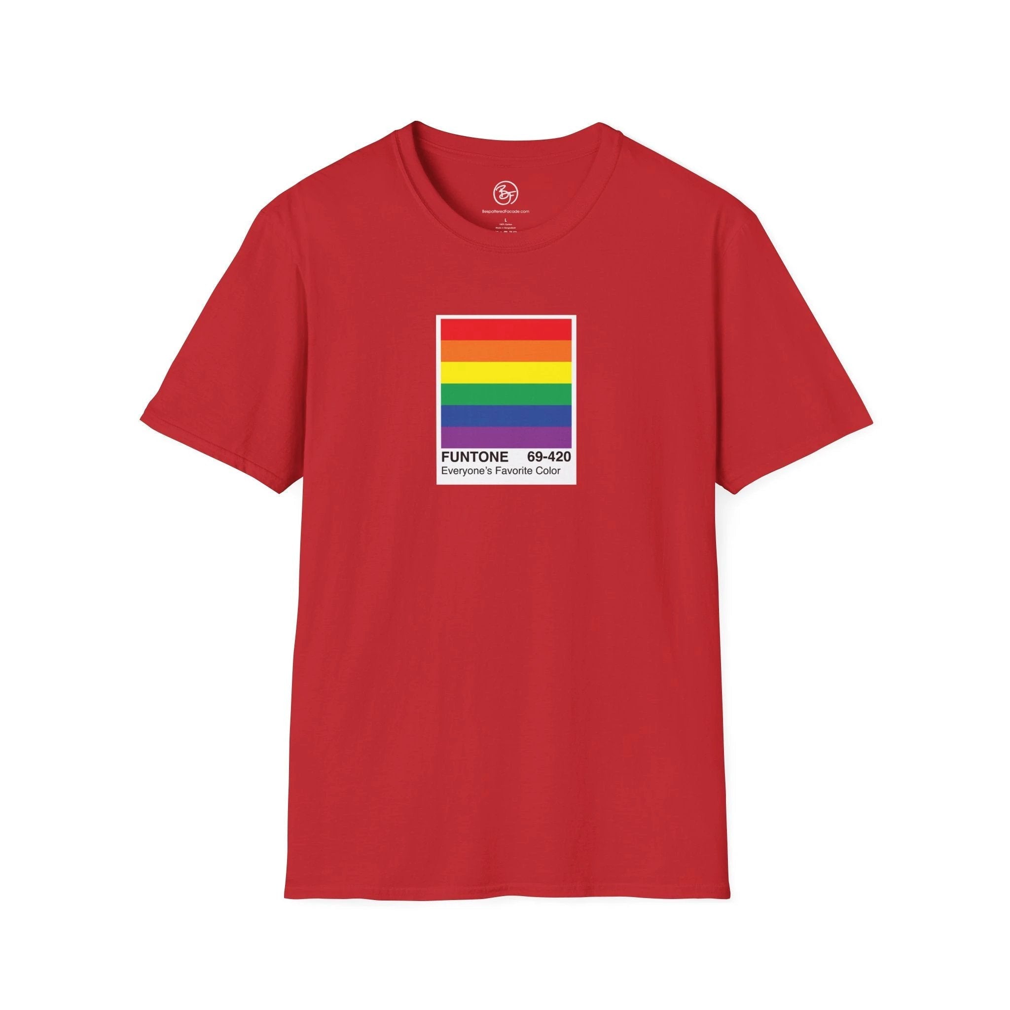 Bespattered Facade Everyone's Favorite Color Rainbow "Funtone" Chip Unisex Softstyle T-Shirt by Bespattered Facade