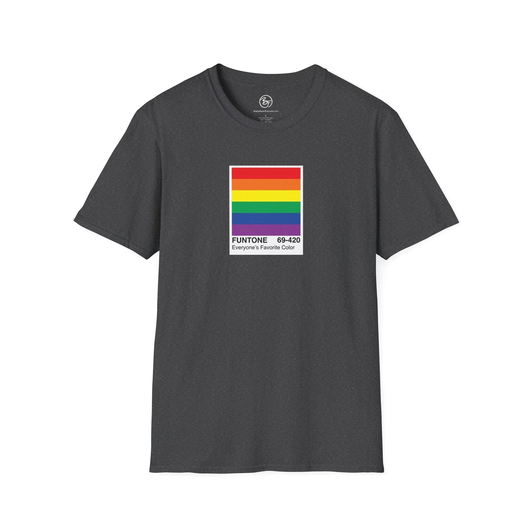 Bespattered Facade Everyone's Favorite Color Rainbow "Funtone" Chip Unisex Softstyle T-Shirt by Bespattered Facade