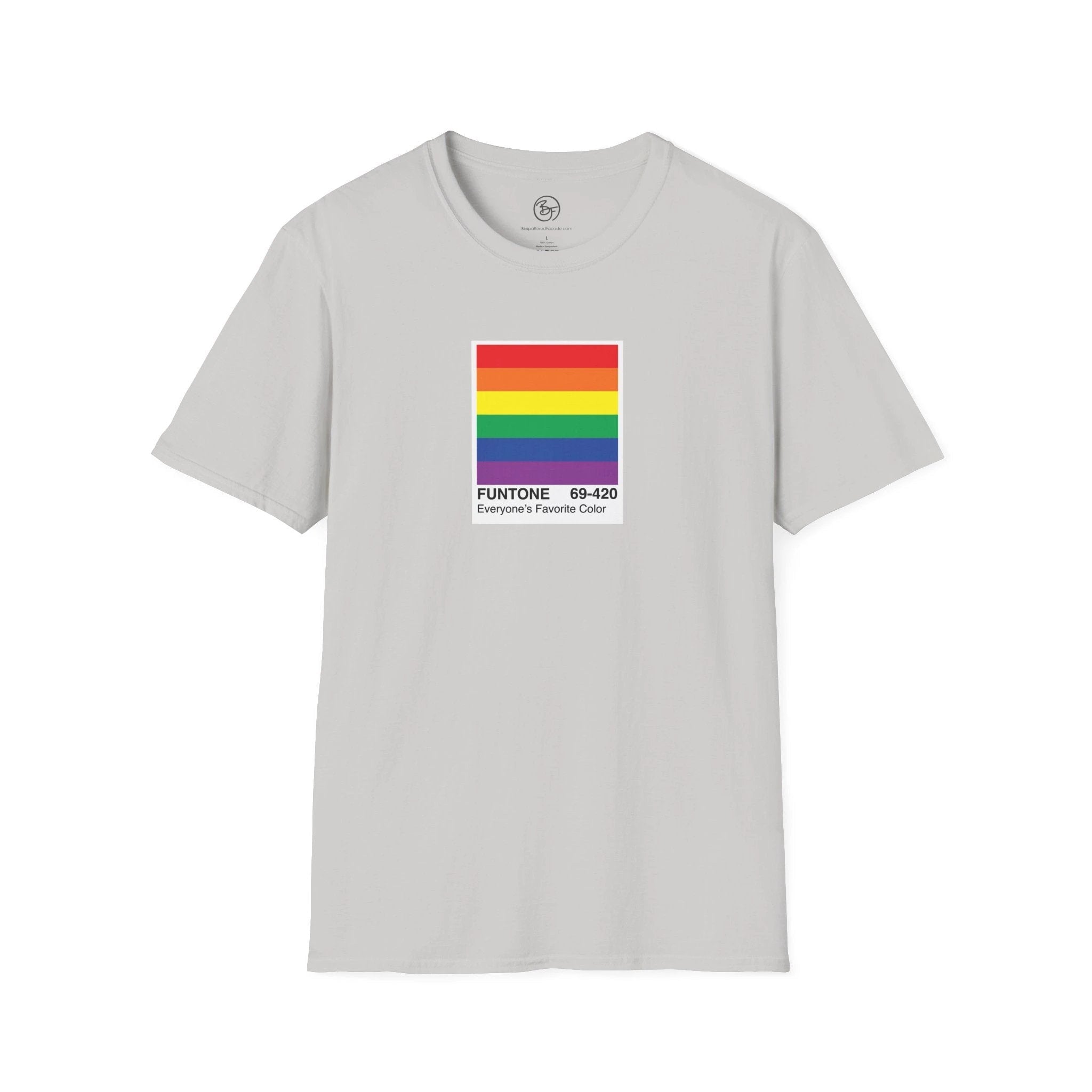 Bespattered Facade Everyone's Favorite Color Rainbow "Funtone" Chip Unisex Softstyle T-Shirt by Bespattered Facade