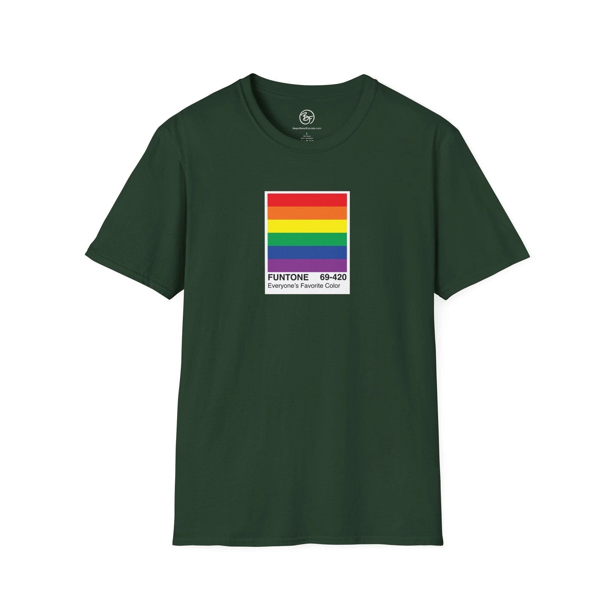 Bespattered Facade Everyone's Favorite Color Rainbow "Funtone" Chip Unisex Softstyle T-Shirt by Bespattered Facade
