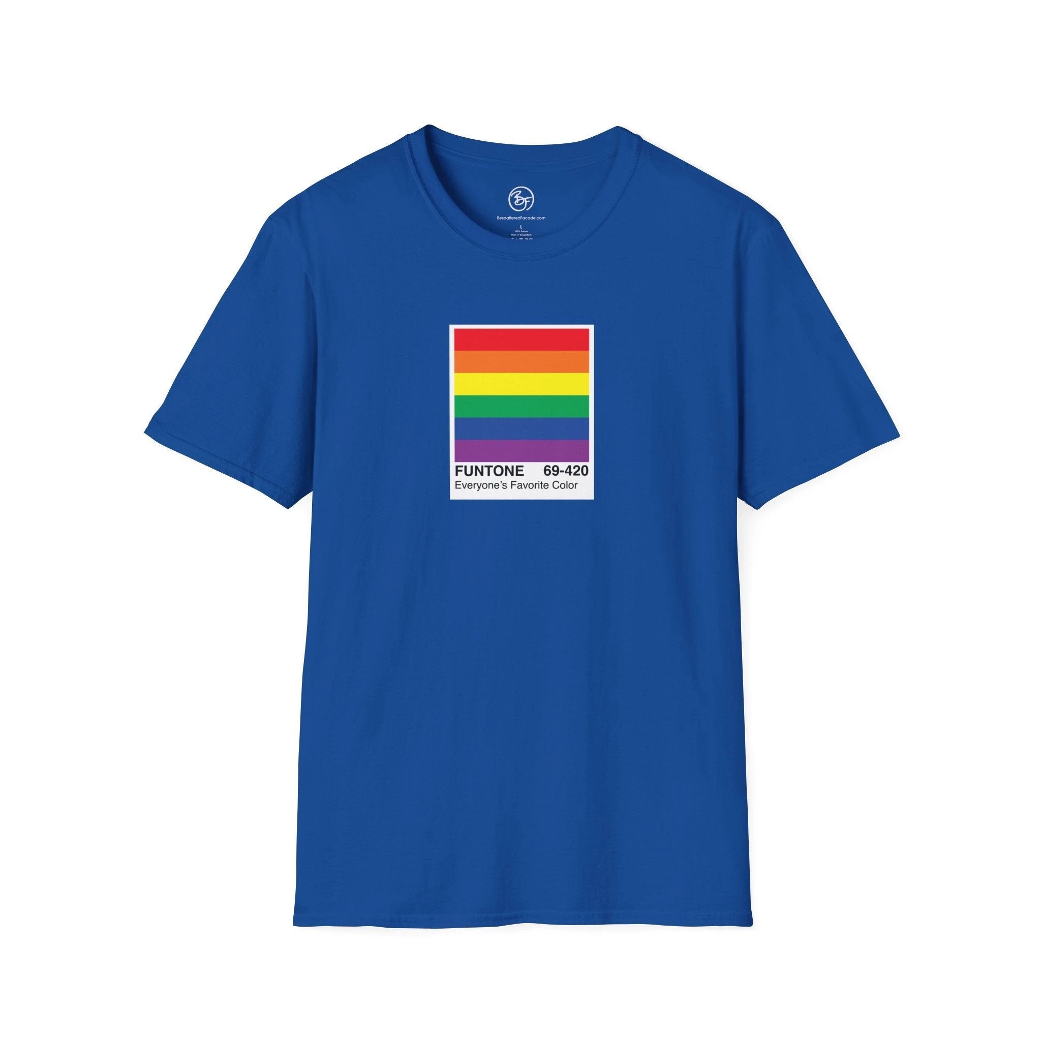 Bespattered Facade Everyone's Favorite Color Rainbow "Funtone" Chip Unisex Softstyle T-Shirt by Bespattered Facade