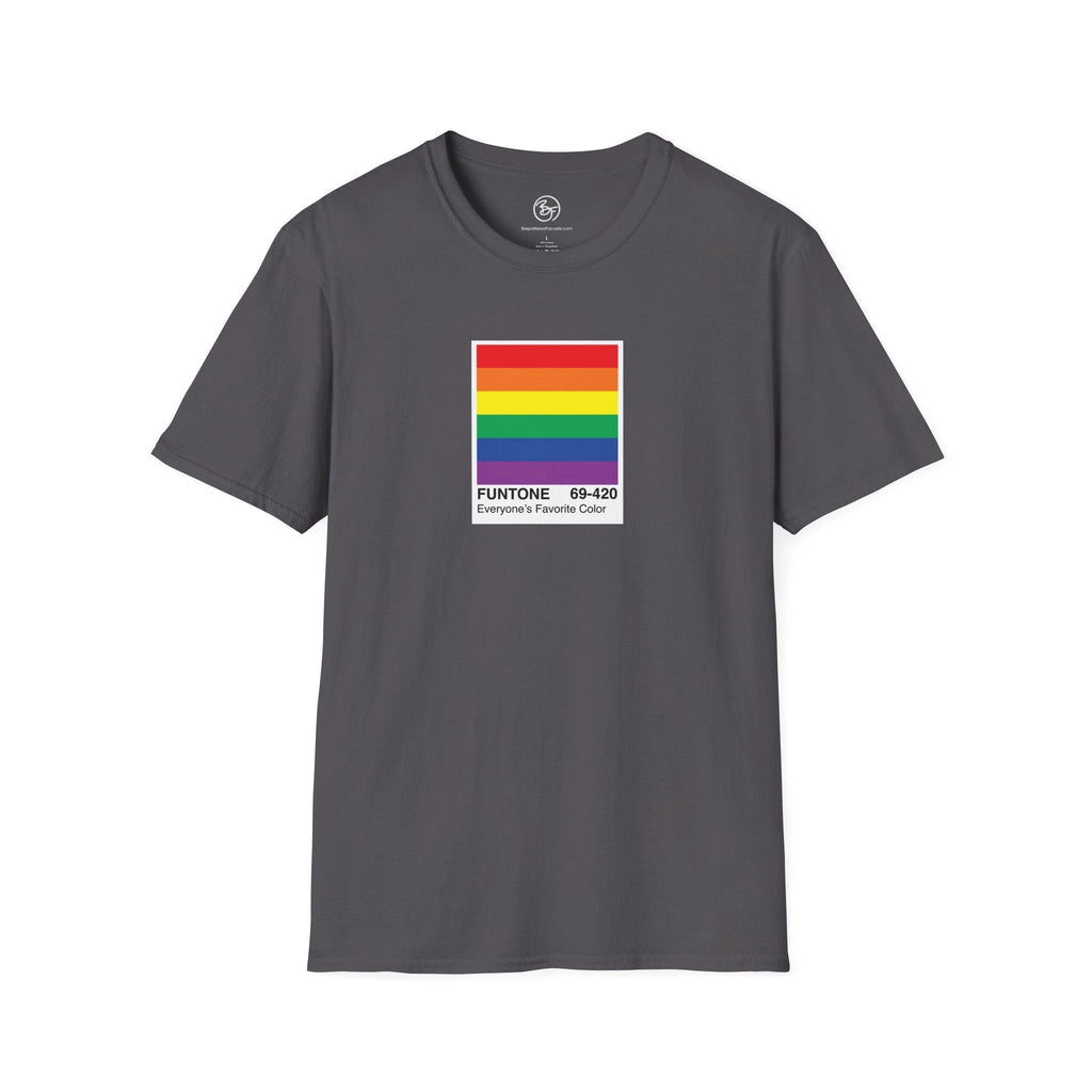 Bespattered Facade Everyone's Favorite Color Rainbow "Funtone" Chip Unisex Softstyle T-Shirt by Bespattered Facade