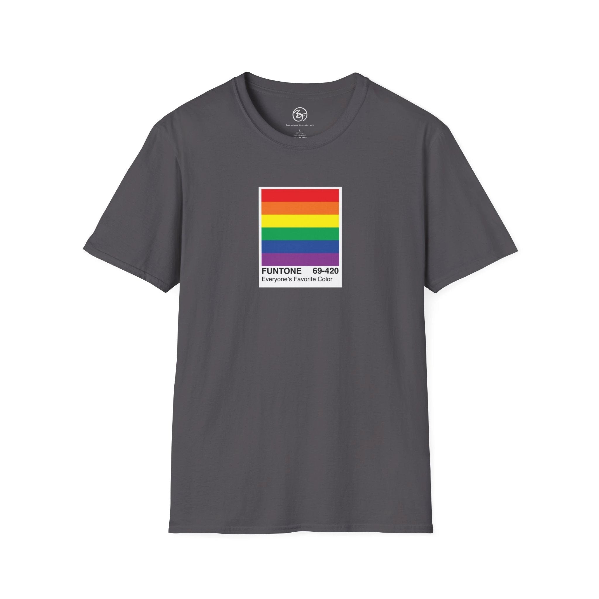 Bespattered Facade Everyone's Favorite Color Rainbow "Funtone" Chip Unisex Softstyle T-Shirt by Bespattered Facade