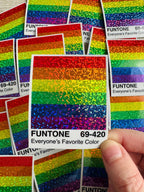 Bespattered Facade Everyone's Favorite Color Rainbow Holographic Glitter "Funtone" Chip Sticker by Bespattered Facade