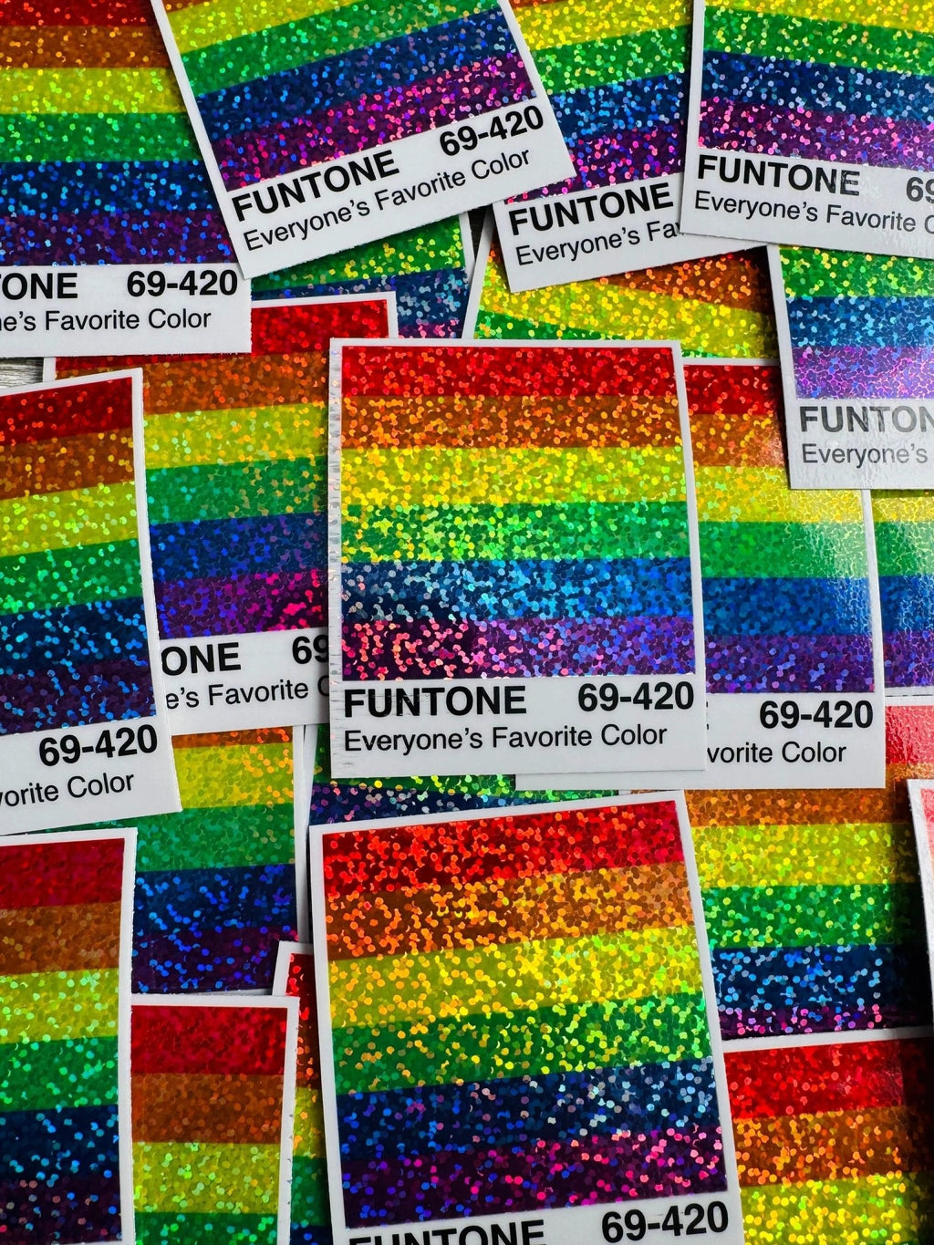 Bespattered Facade Everyone's Favorite Color Rainbow Holographic Glitter "Funtone" Chip Sticker by Bespattered Facade