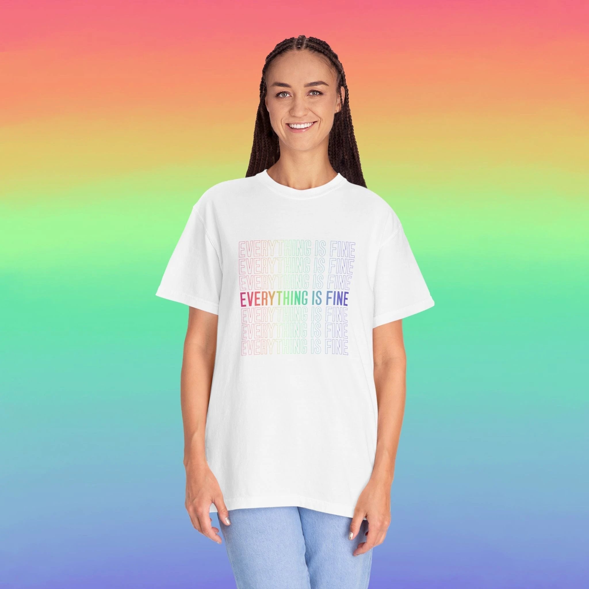 Bespattered Facade Everything Is Fine Premium Unisex Comfort Colors Garment Dyed 100% Cotton T-Shirt by Bespattered Facade