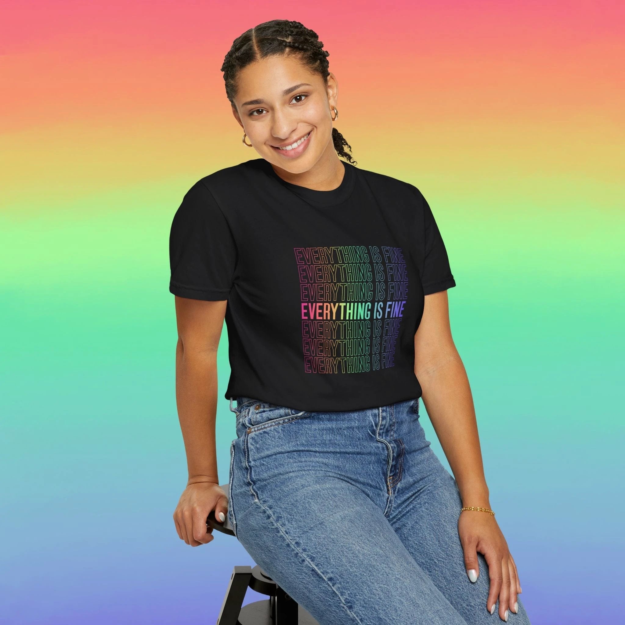 Bespattered Facade Everything Is Fine Premium Unisex Comfort Colors Garment Dyed 100% Cotton T-Shirt by Bespattered Facade