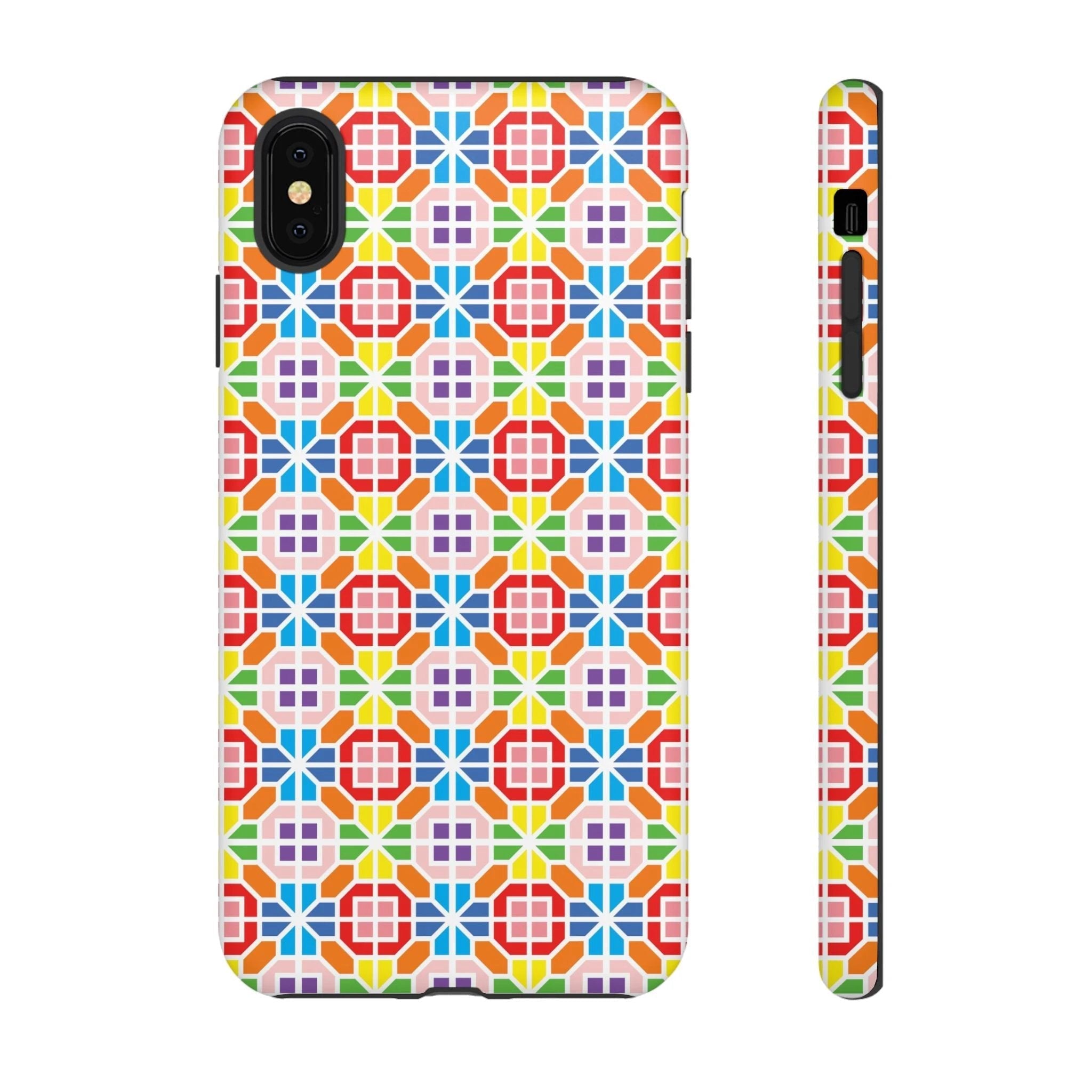 Bespattered Facade Geometric Rainbow Mosaic Tough Case by Bespattered Facade