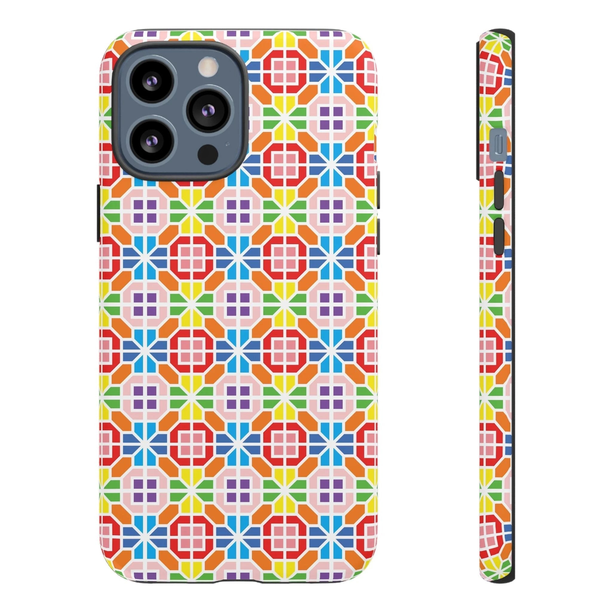 Bespattered Facade Geometric Rainbow Mosaic Tough Case by Bespattered Facade