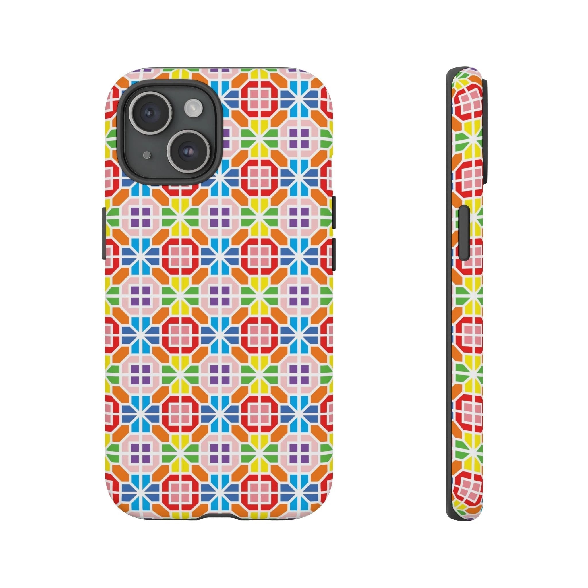 Bespattered Facade Geometric Rainbow Mosaic Tough Case by Bespattered Facade