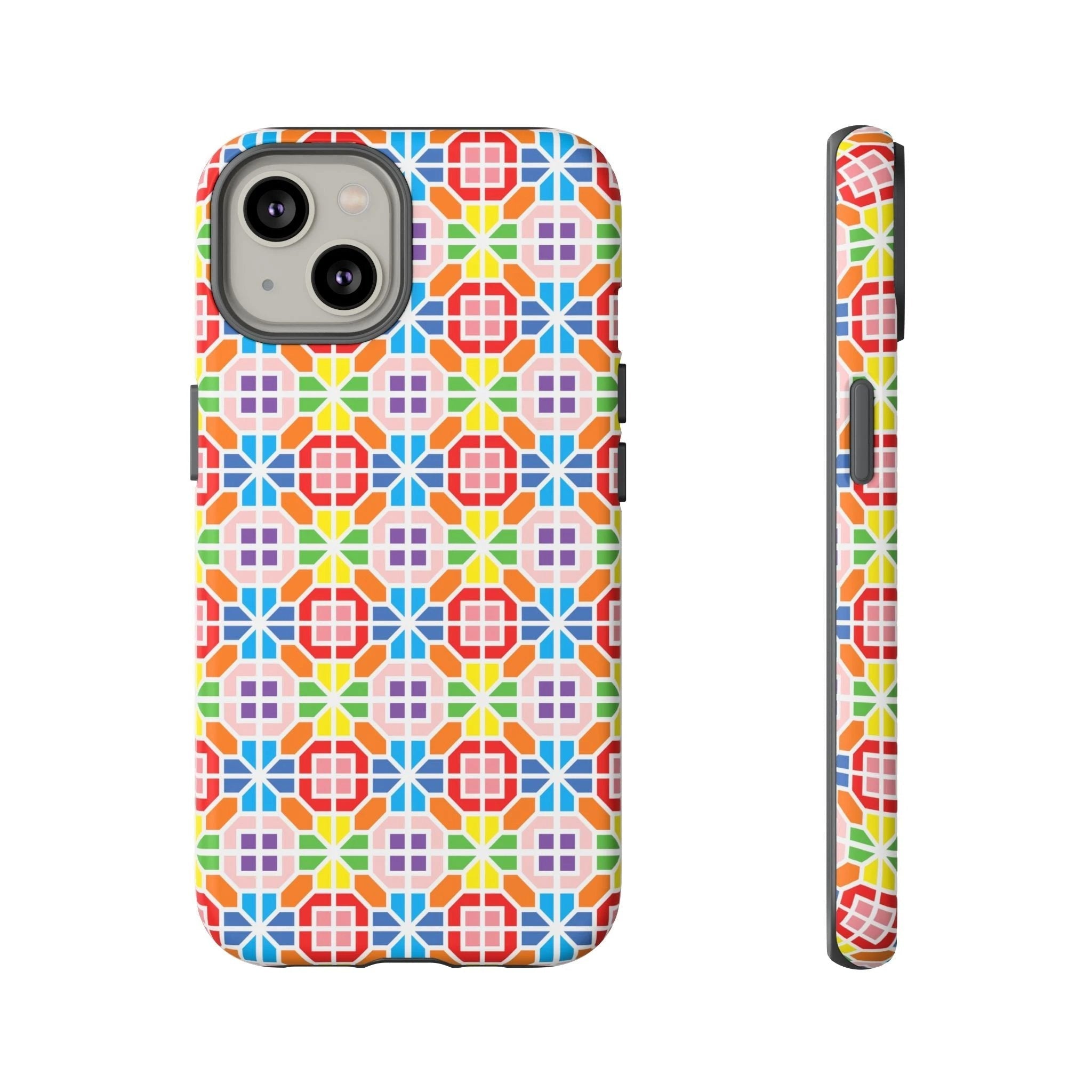 Bespattered Facade Geometric Rainbow Mosaic Tough Case by Bespattered Facade