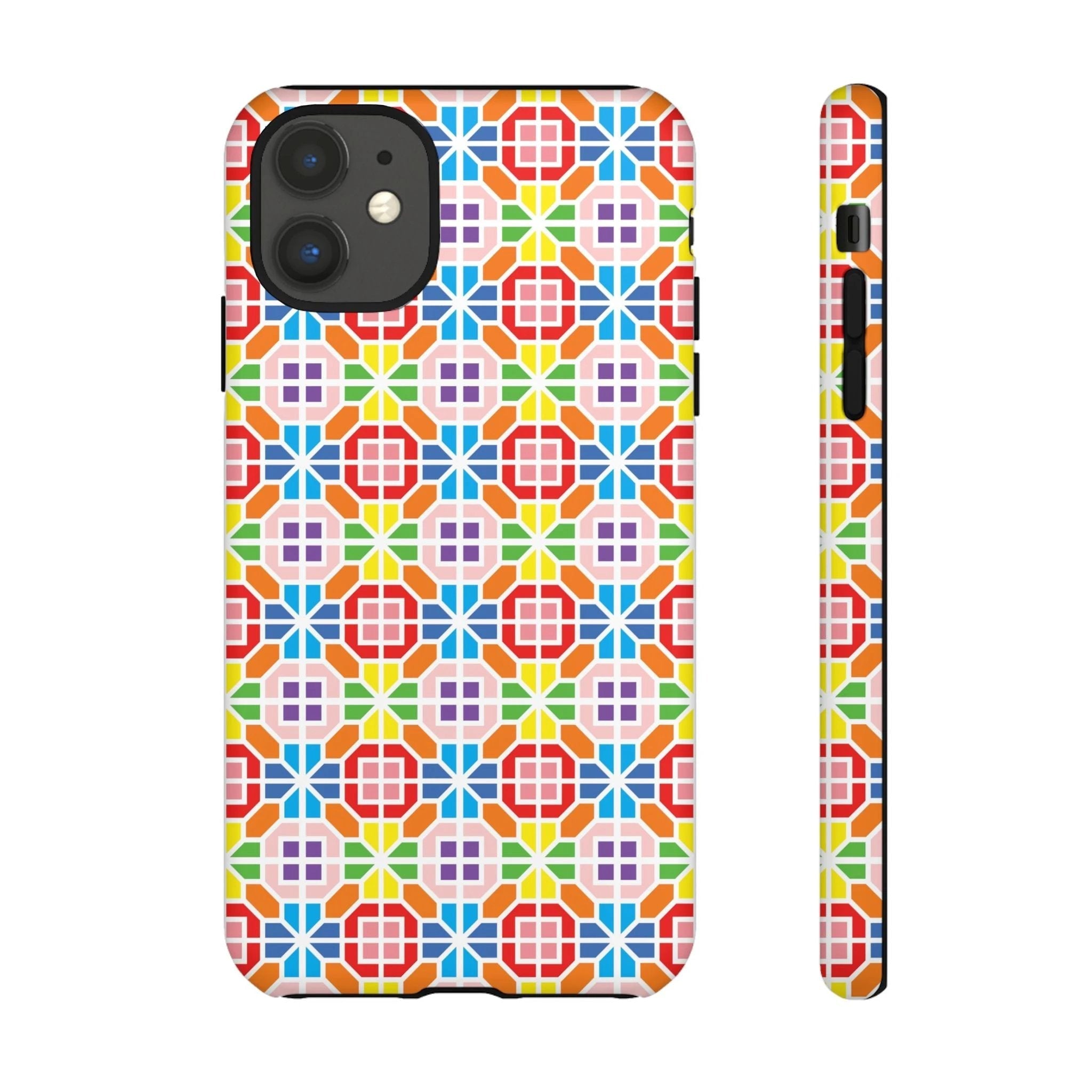 Bespattered Facade Geometric Rainbow Mosaic Tough Case by Bespattered Facade
