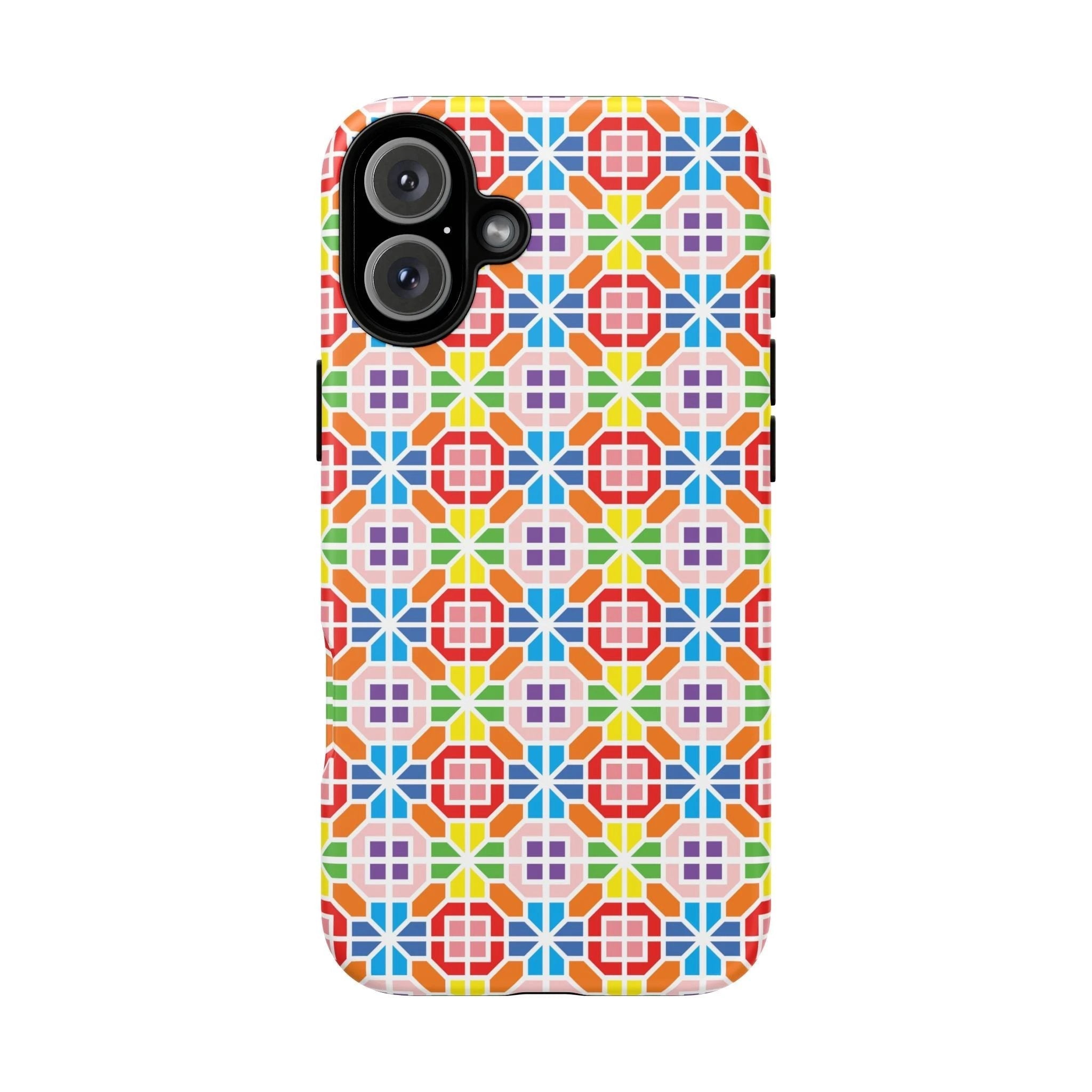 Bespattered Facade Geometric Rainbow Mosaic Tough Case by Bespattered Facade