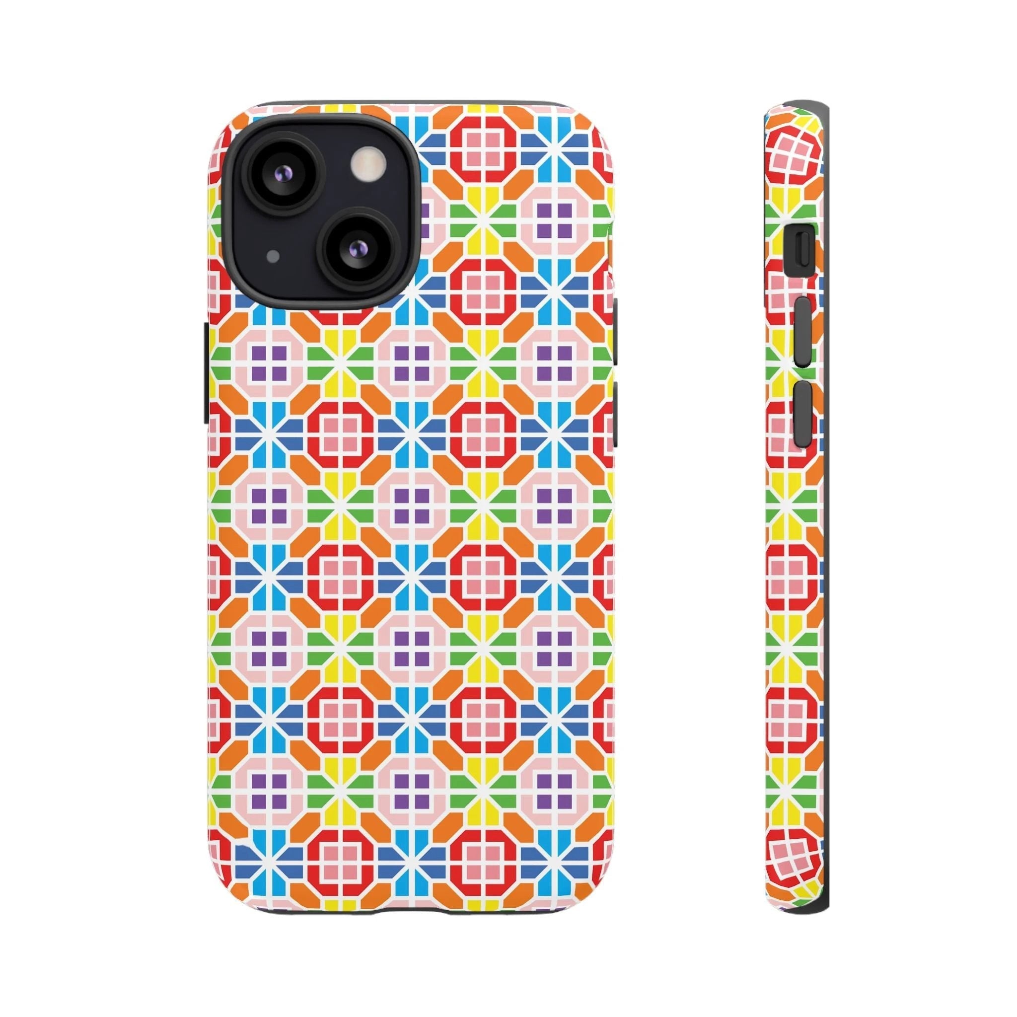 Bespattered Facade Geometric Rainbow Mosaic Tough Case by Bespattered Facade