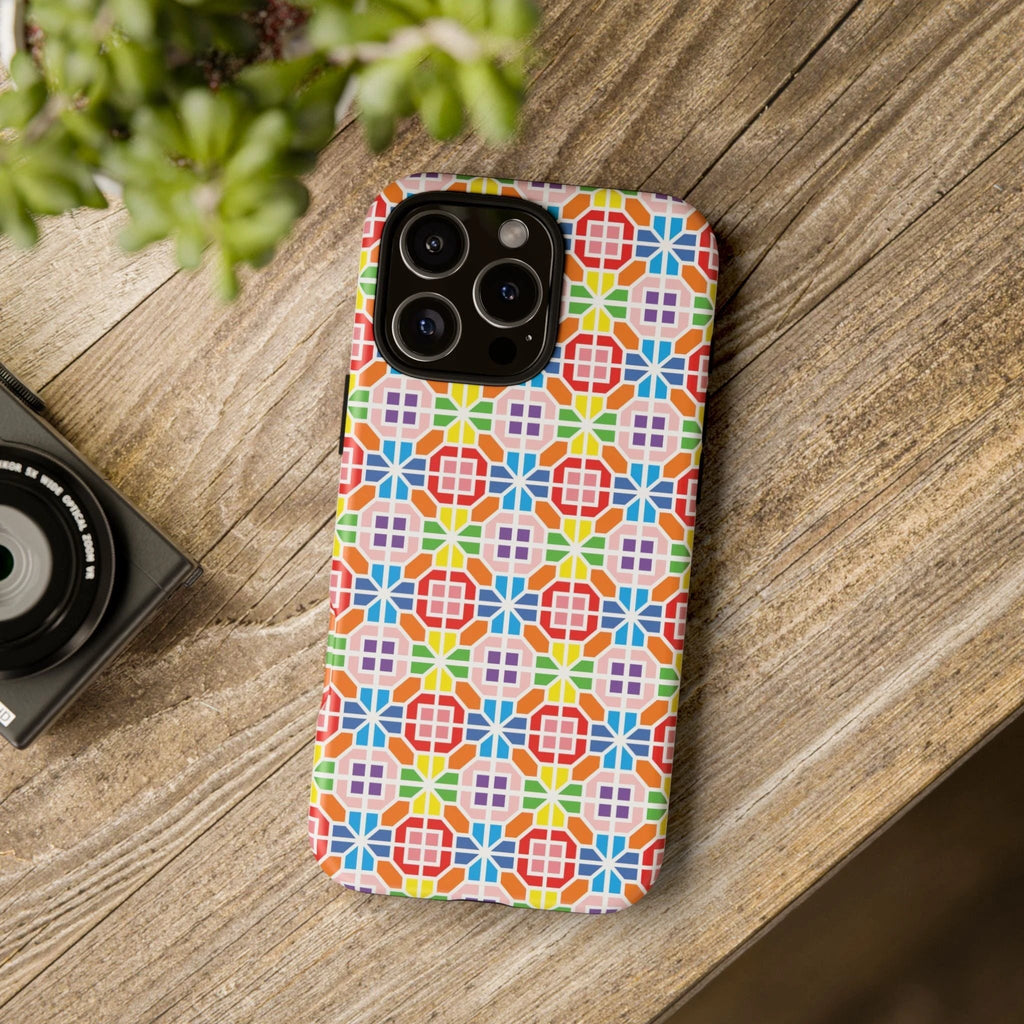 Bespattered Facade Geometric Rainbow Mosaic Tough Case by Bespattered Facade