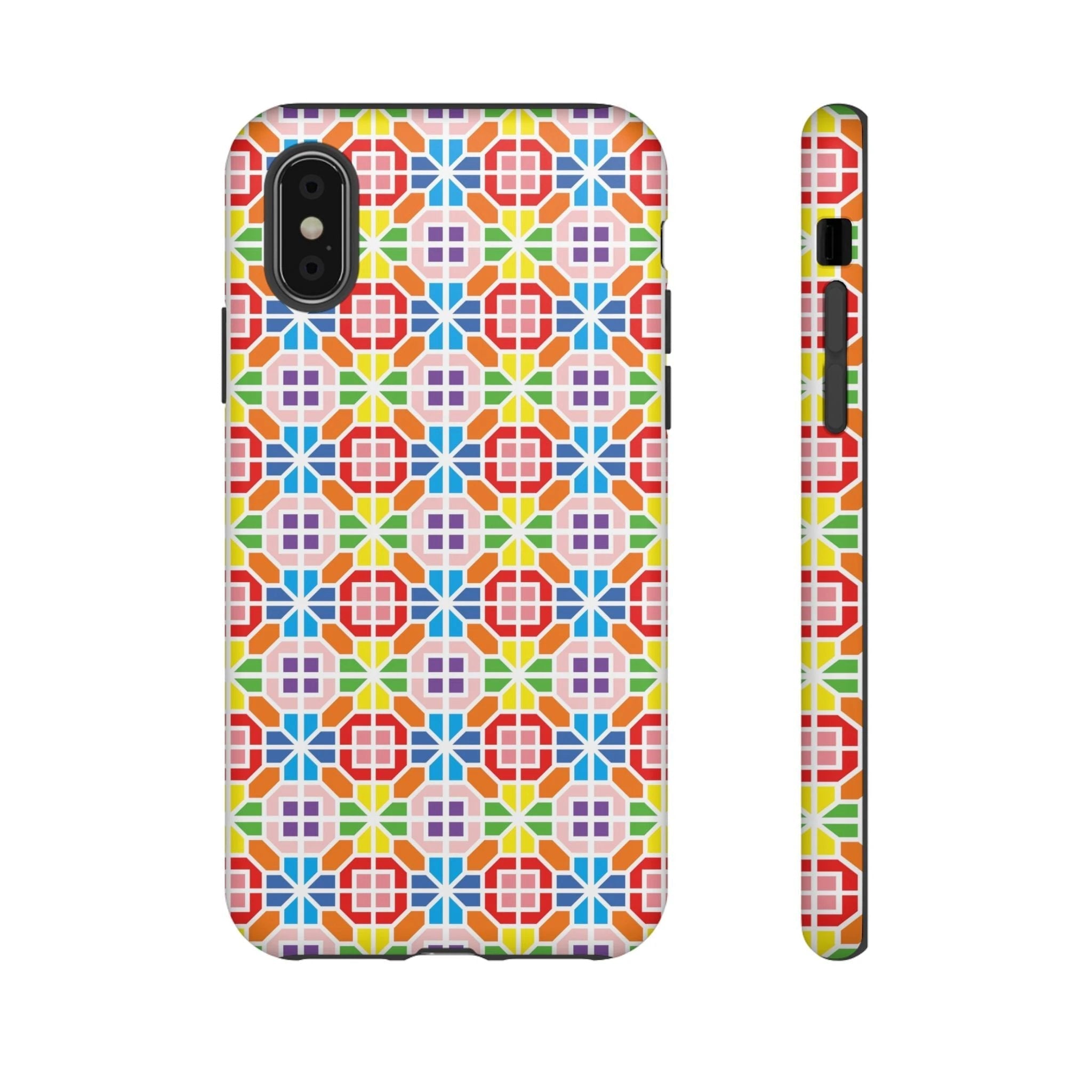 Bespattered Facade Geometric Rainbow Mosaic Tough Case by Bespattered Facade