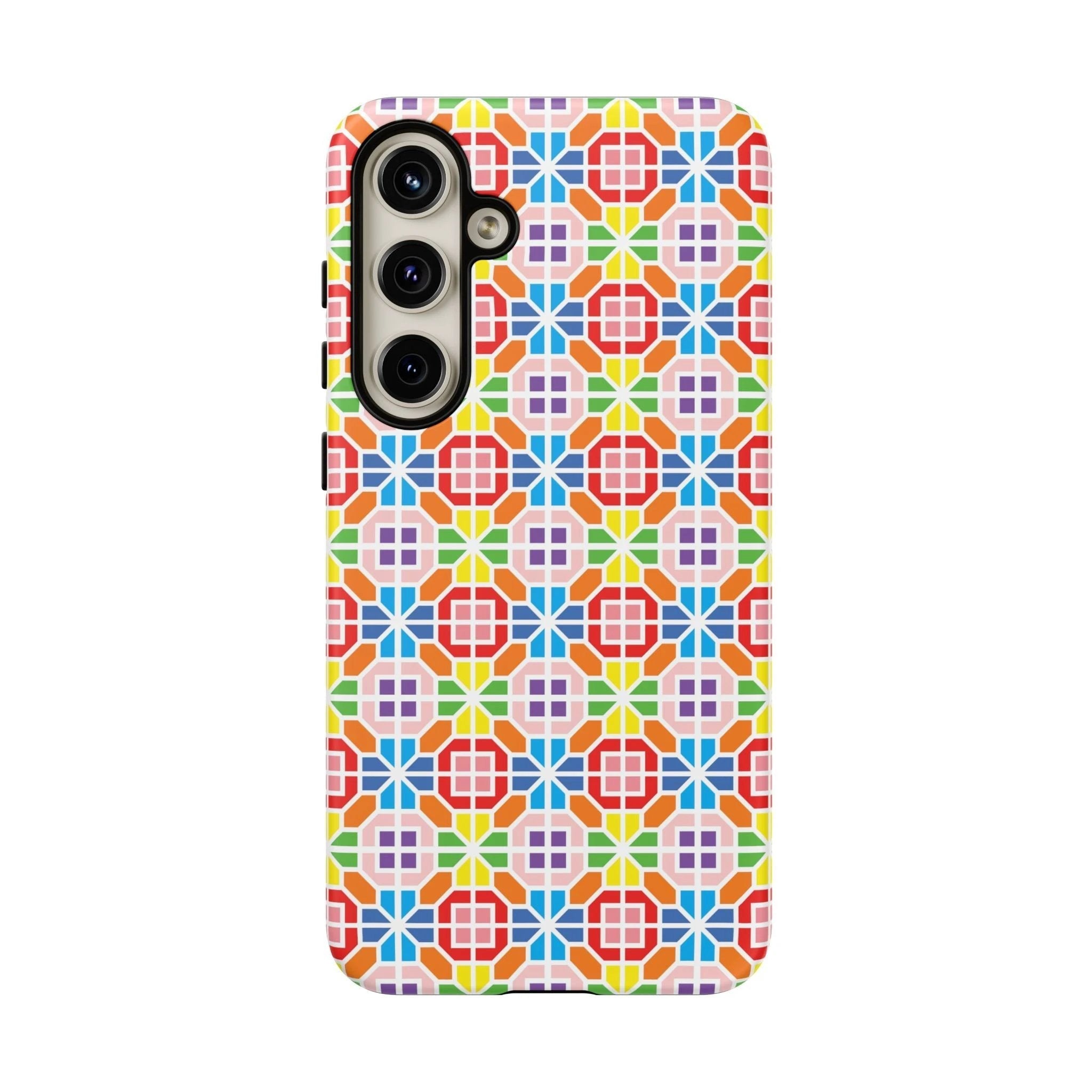 Bespattered Facade Geometric Rainbow Mosaic Tough Case by Bespattered Facade