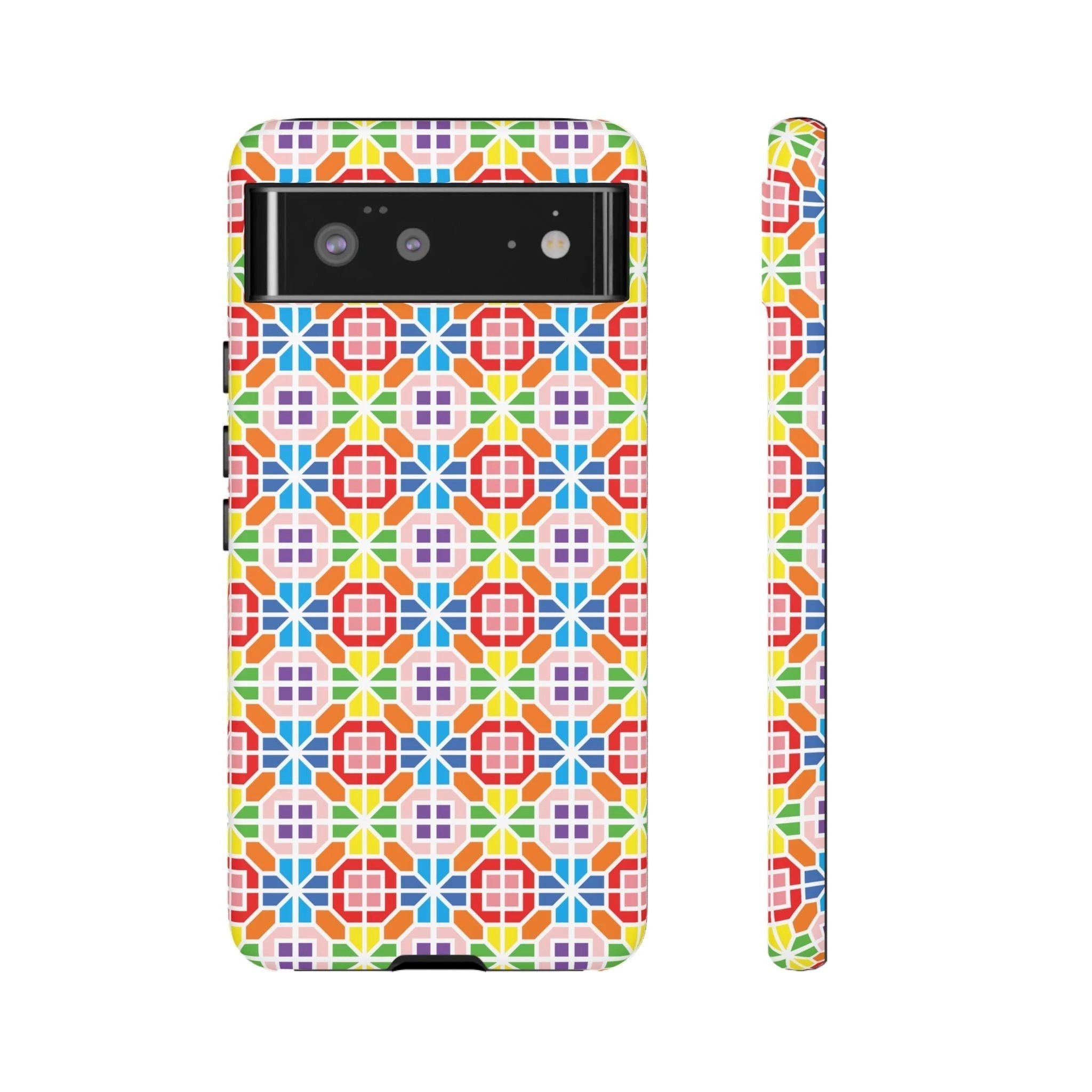 Bespattered Facade Geometric Rainbow Mosaic Tough Case by Bespattered Facade