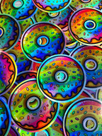 Bespattered Facade Holographic Rainbow Sprinkle Donut Sticker by Bespattered Facade