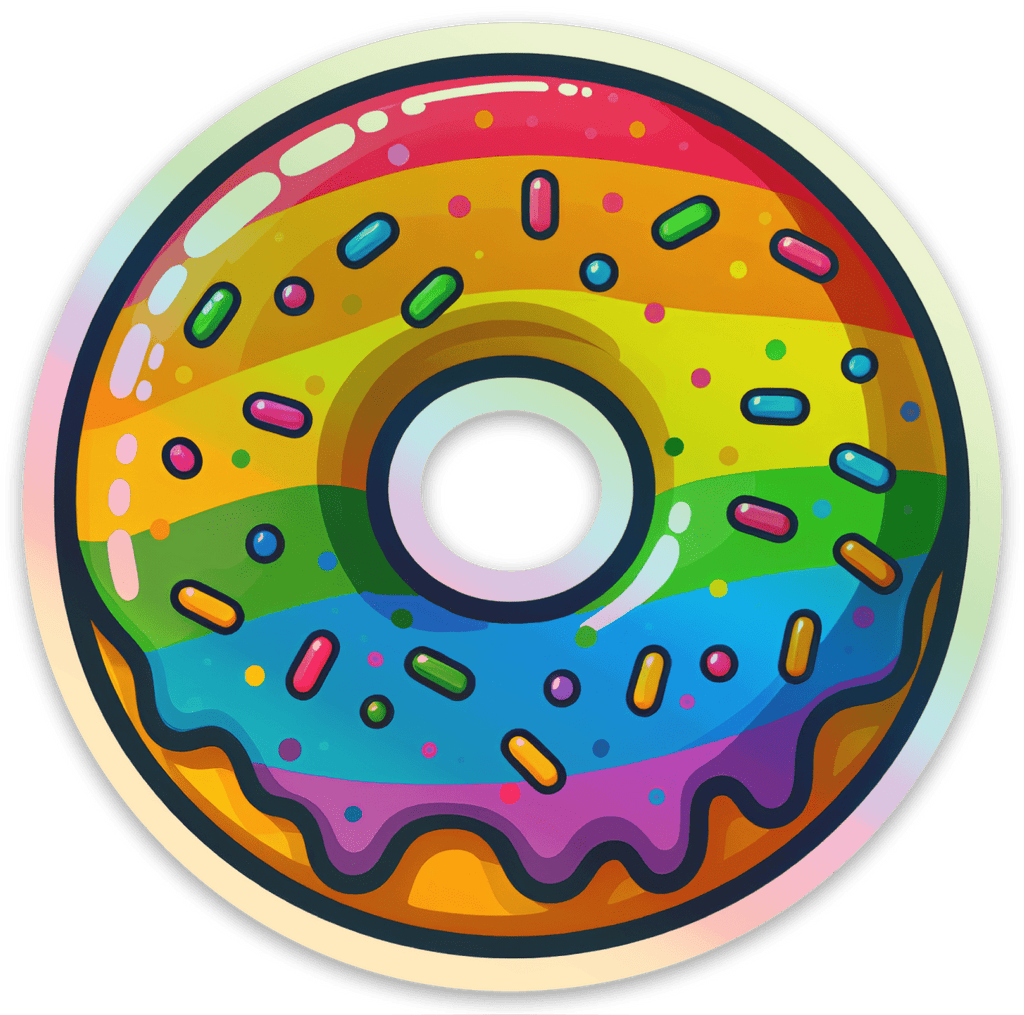 Bespattered Facade Holographic Rainbow Sprinkle Donut Sticker by Bespattered Facade