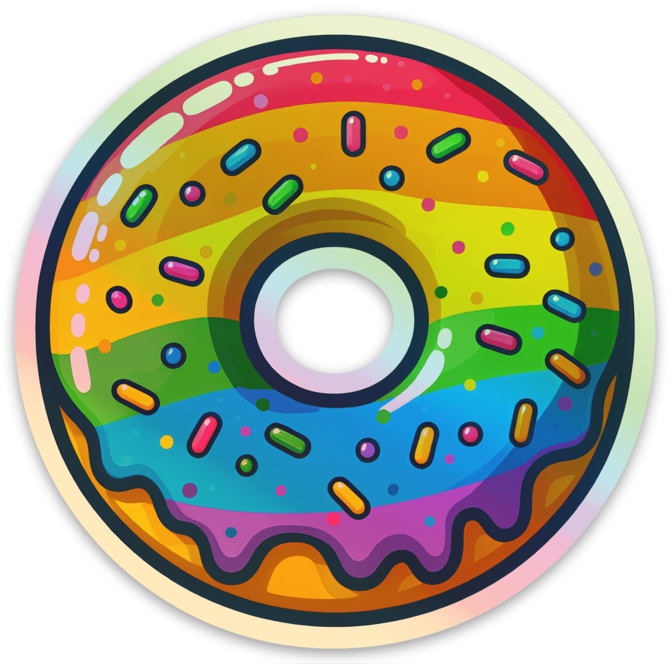Bespattered Facade Holographic Rainbow Sprinkle Donut Sticker by Bespattered Facade