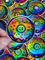 Bespattered Facade Holographic Rainbow Sprinkle Donut Sticker by Bespattered Facade