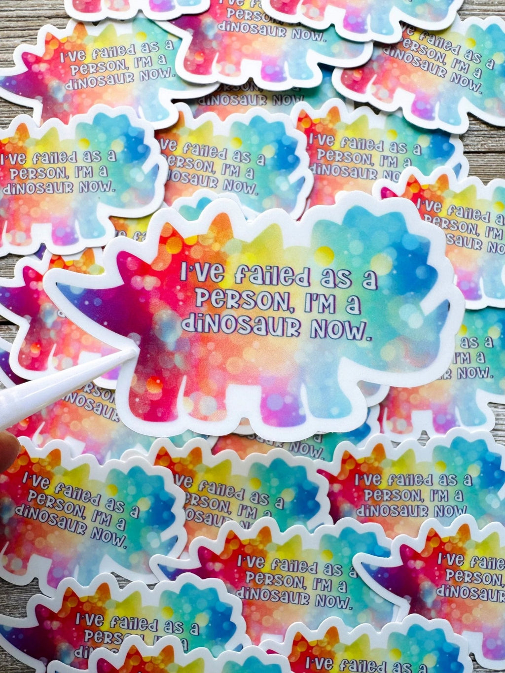 Bespattered Facade I'm a Dinosaur Now Rainbow Sticker by Bespattered Facade