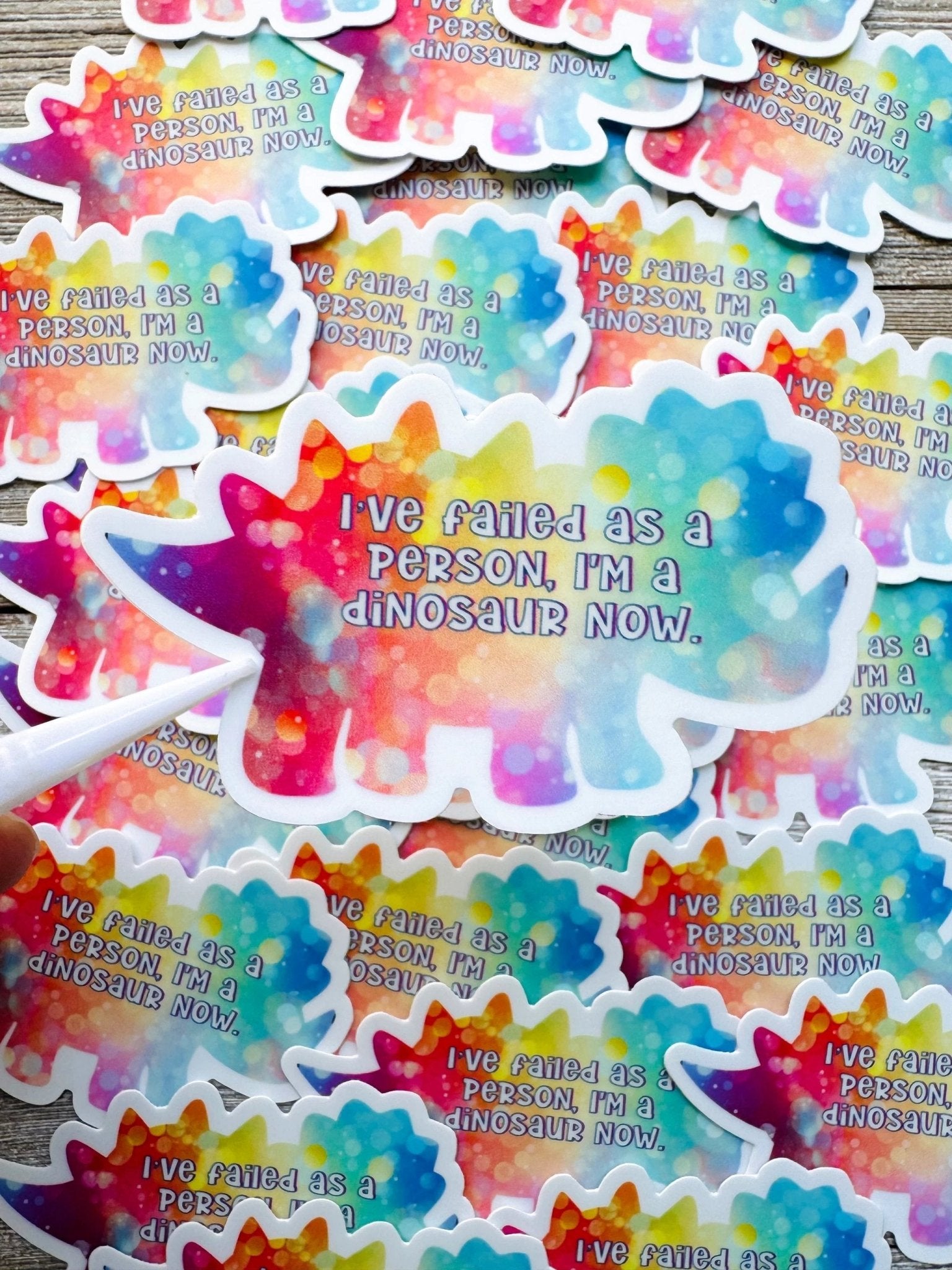 Bespattered Facade I'm a Dinosaur Now Rainbow Sticker by Bespattered Facade