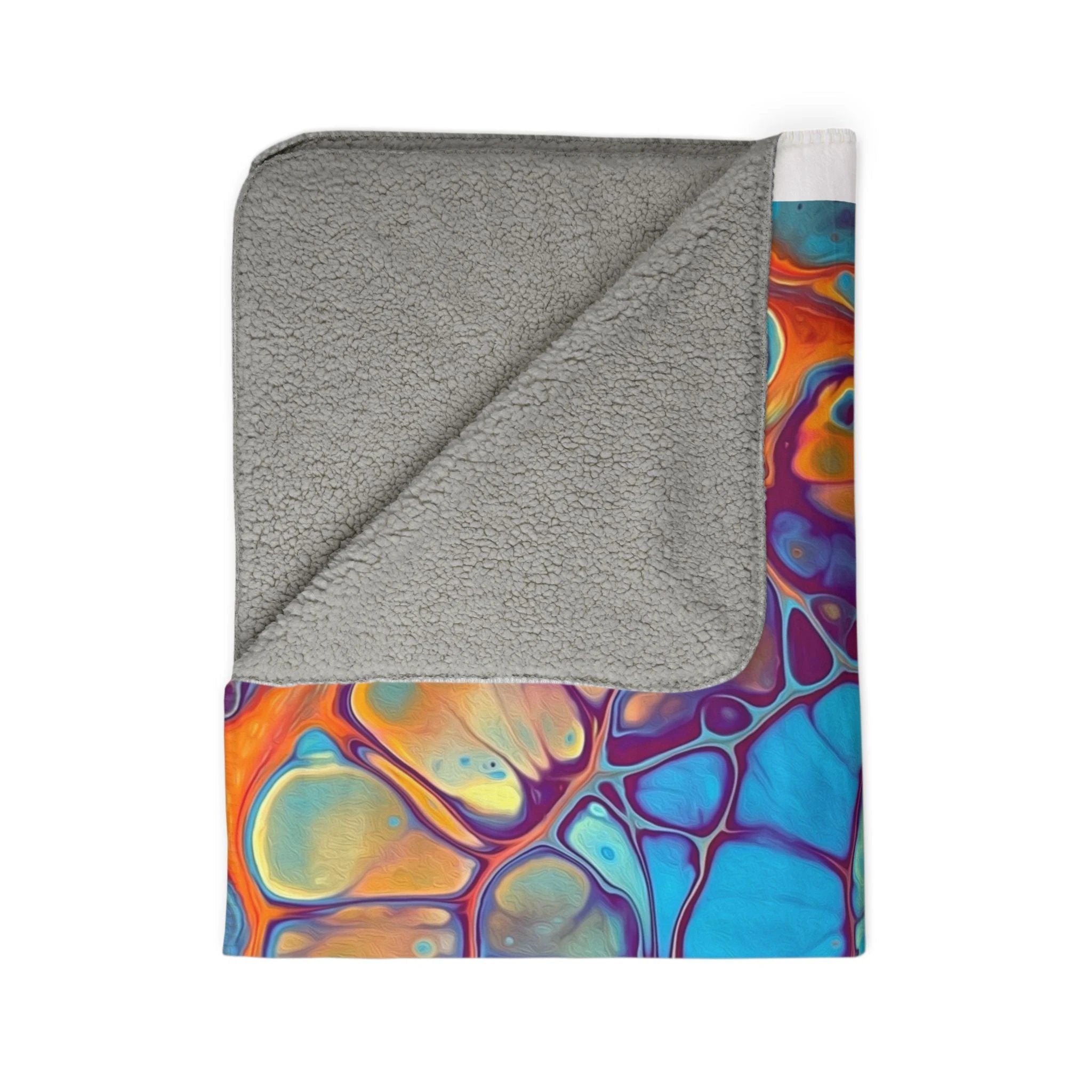 Bespattered Facade Intergalactic Rainbow Fleece Sherpa Blanket | 2 Colors & Sizes by Bespattered Facade