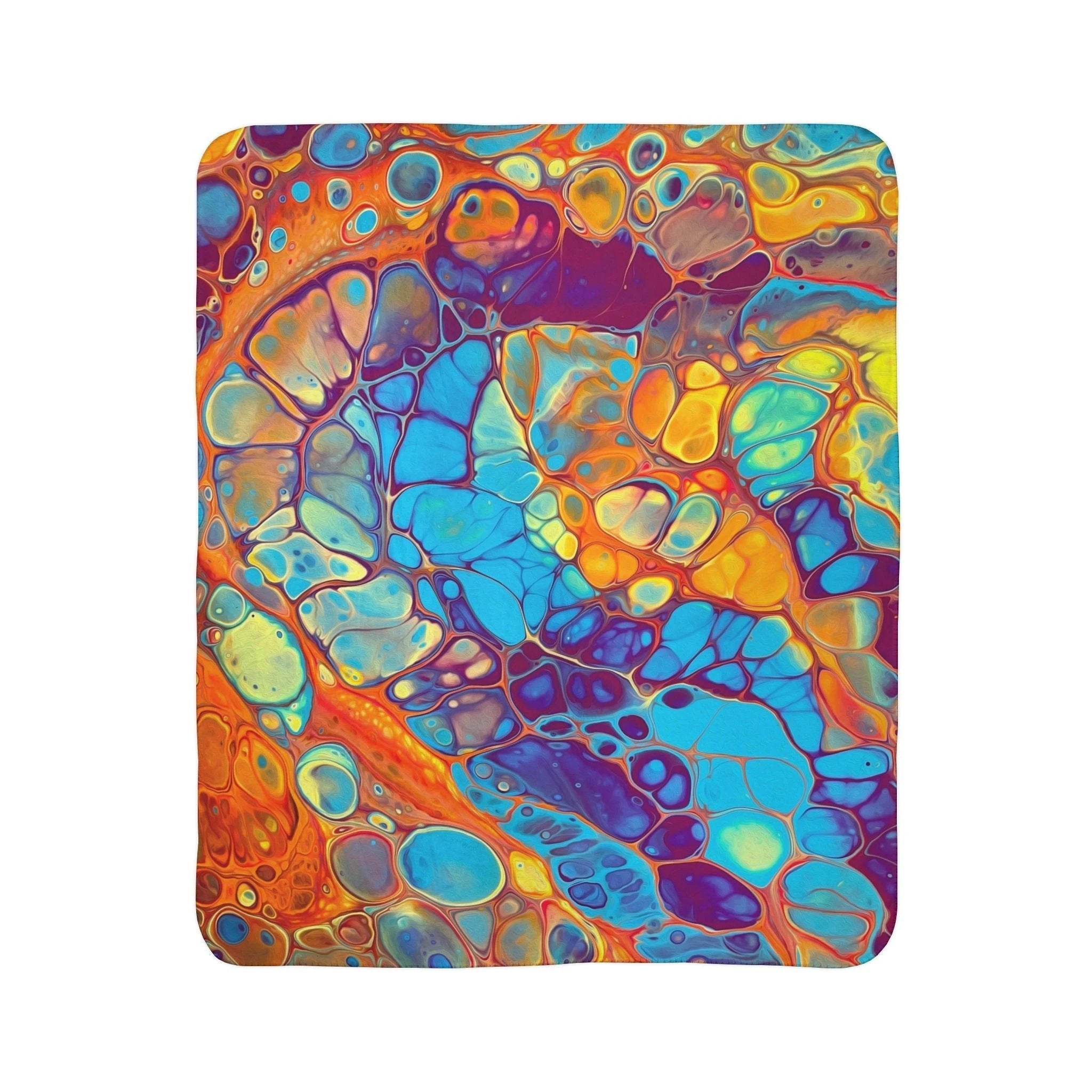 Bespattered Facade Intergalactic Rainbow Fleece Sherpa Blanket | 2 Colors & Sizes by Bespattered Facade