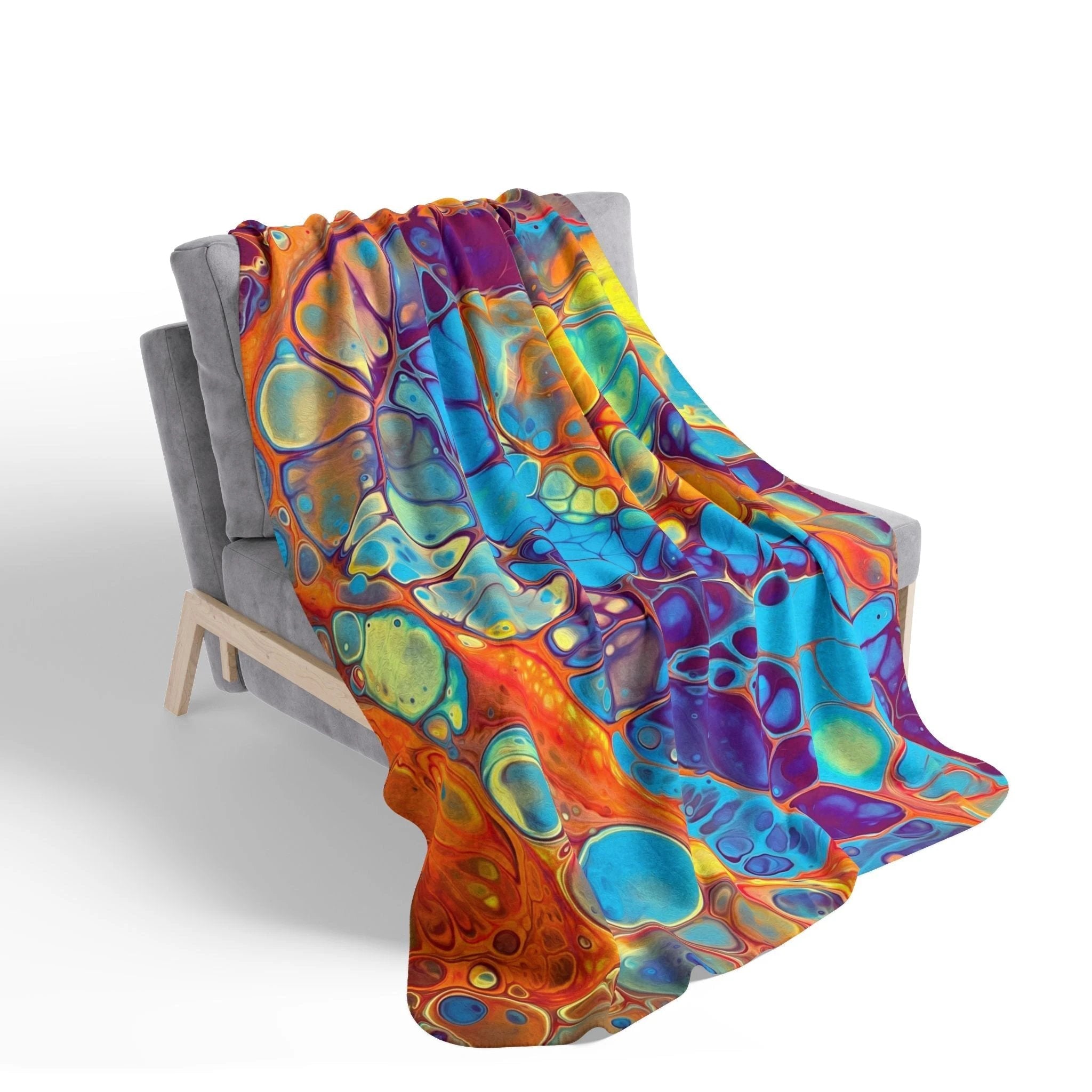 Bespattered Facade Intergalactic Rainbow Fleece Sherpa Blanket | 2 Colors & Sizes by Bespattered Facade