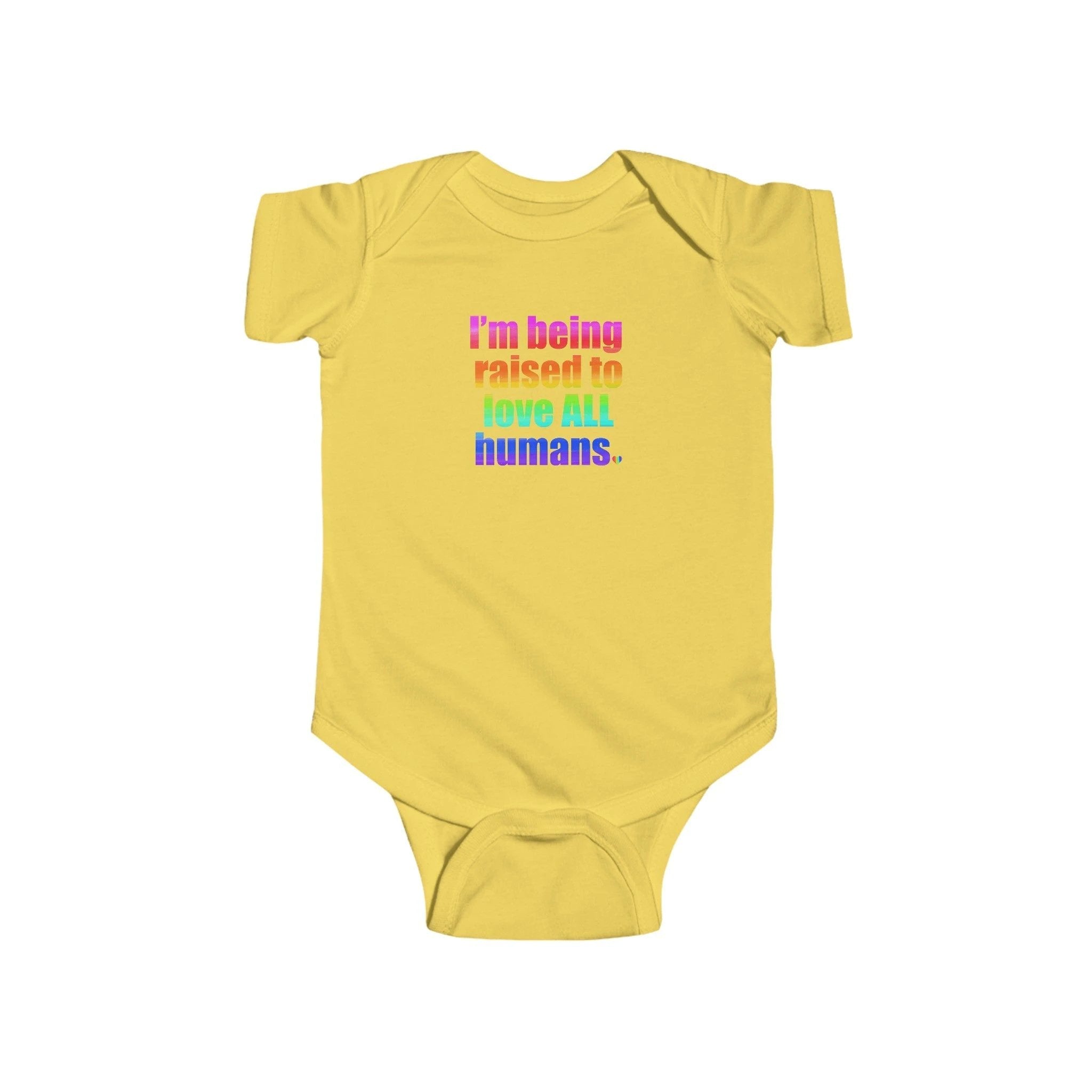 Bespattered Facade Love All Humans Infant Fine Jersey Bodysuit by Bespattered Facade