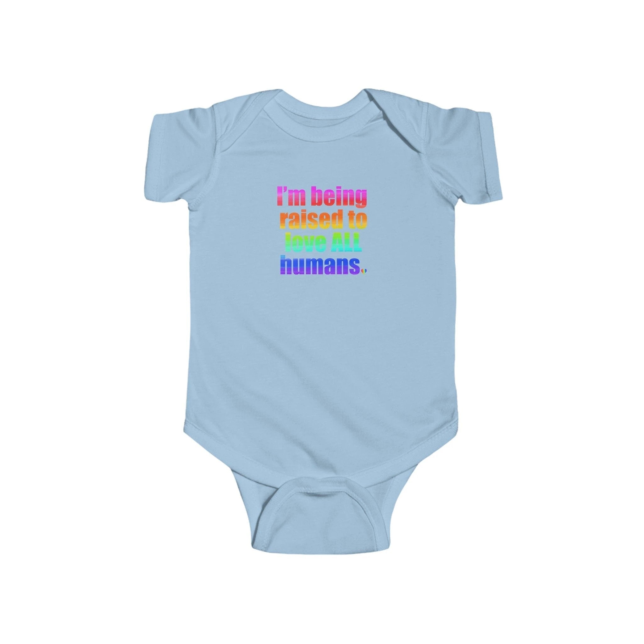 Bespattered Facade Love All Humans Infant Fine Jersey Bodysuit by Bespattered Facade