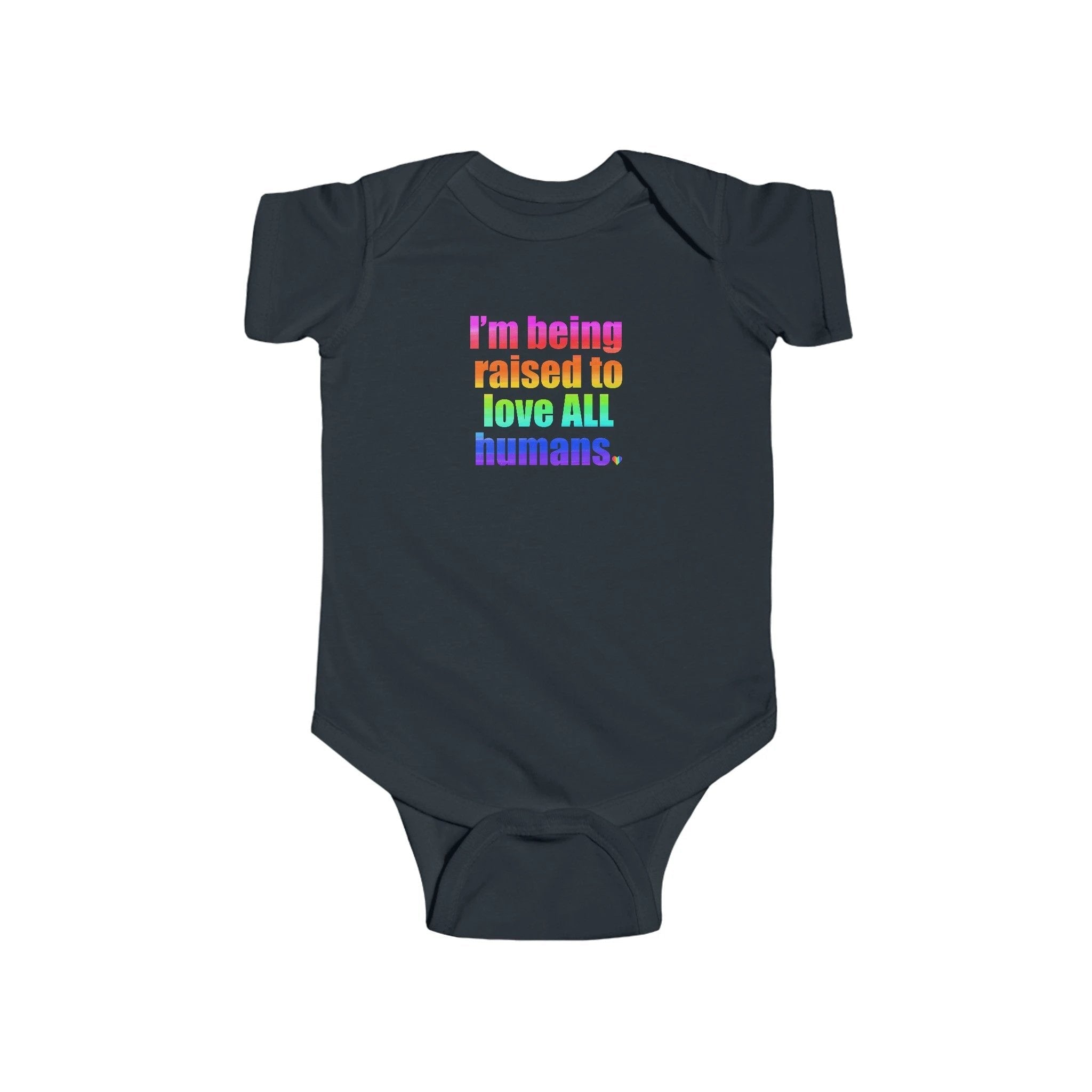 Bespattered Facade Love All Humans Infant Fine Jersey Bodysuit by Bespattered Facade