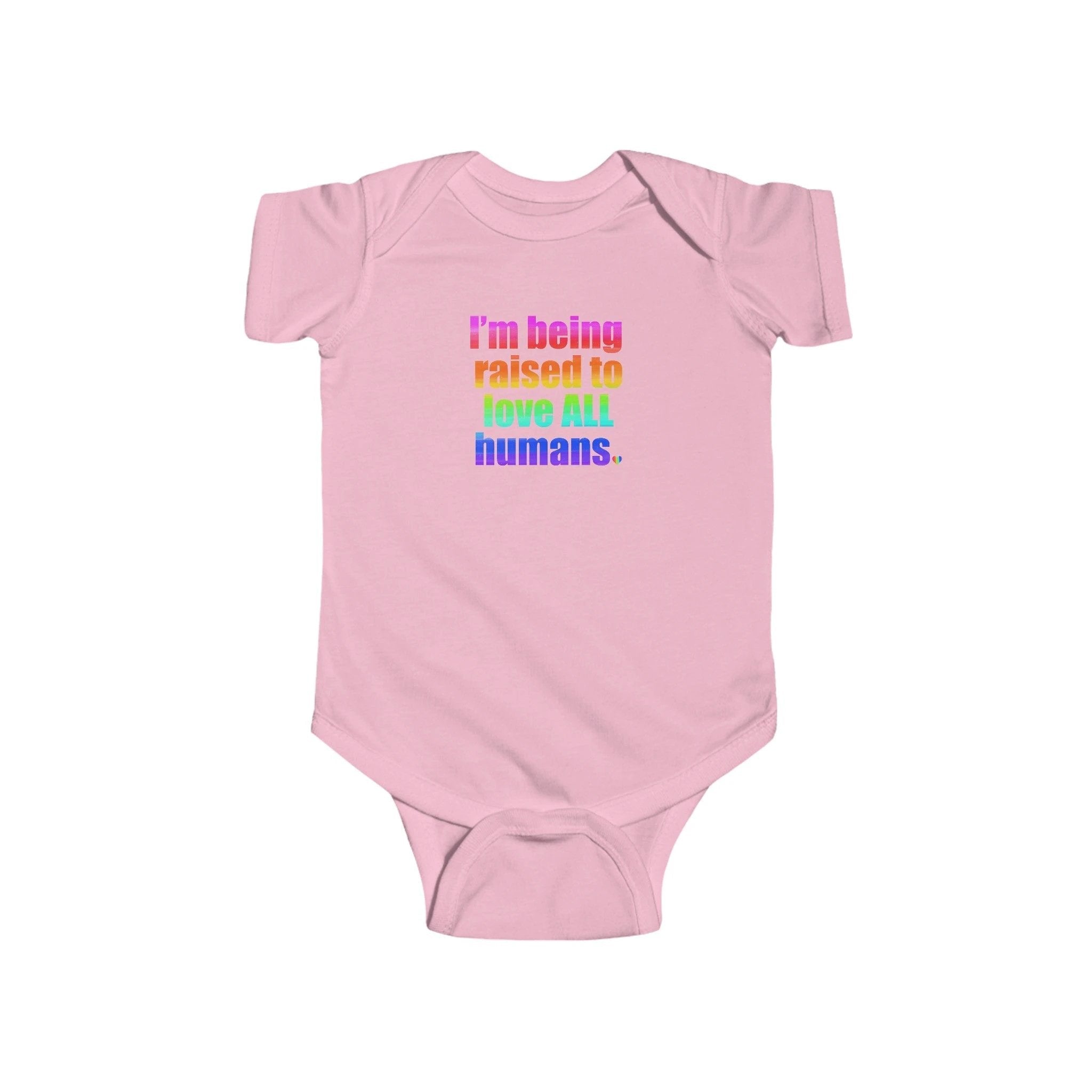 Bespattered Facade Love All Humans Infant Fine Jersey Bodysuit by Bespattered Facade